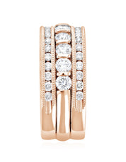 Diamond Three-Row Ring Stack in 14k Rose Gold (1.35 ct. tw.) - Iris + Mill