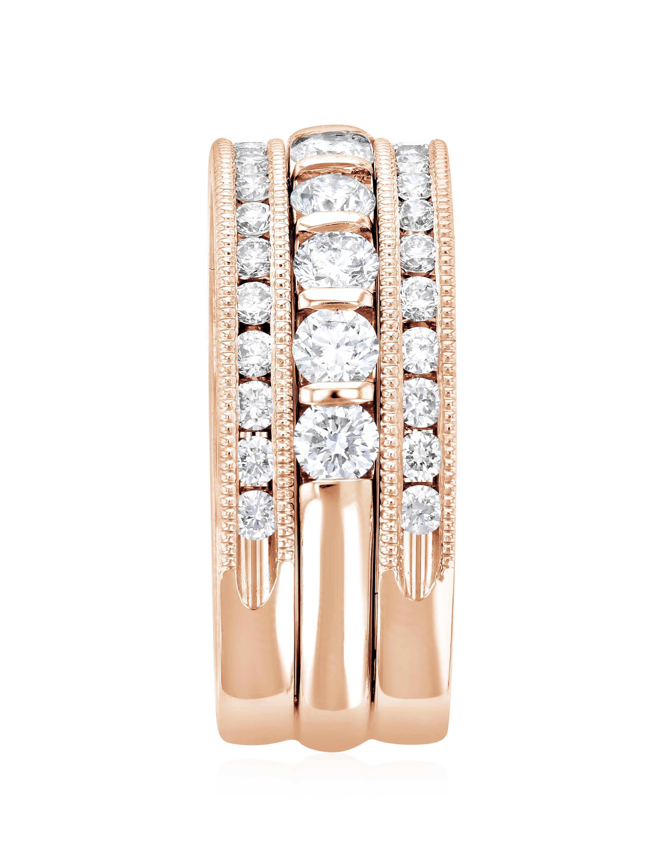 Diamond Three-Row Ring Stack in 14k Rose Gold (1.35 ct. tw.) - Iris + Mill