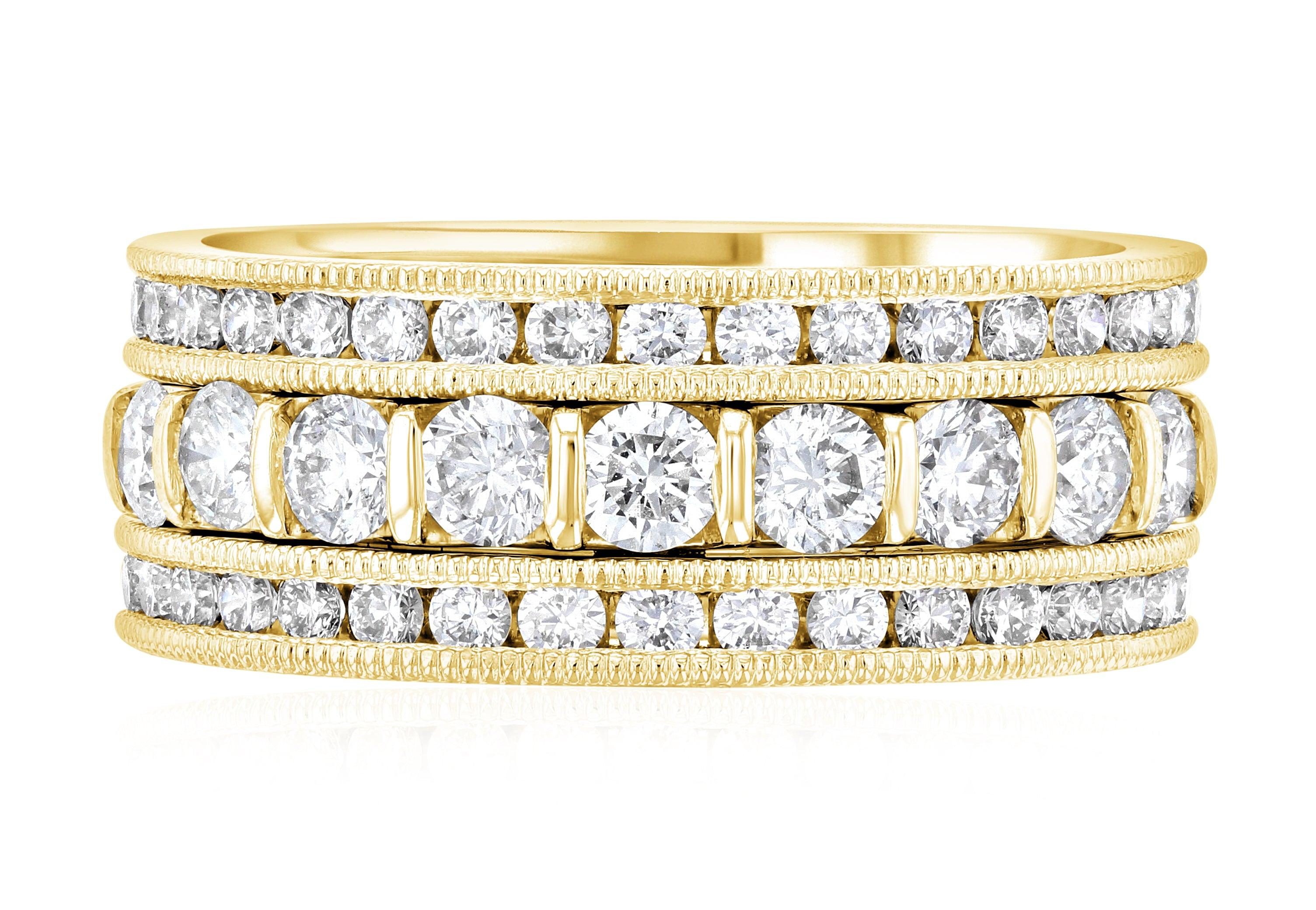 Diamond Three-Row Ring Stack in 14k Yellow Gold (1.35 ct. tw.) - Iris + Mill