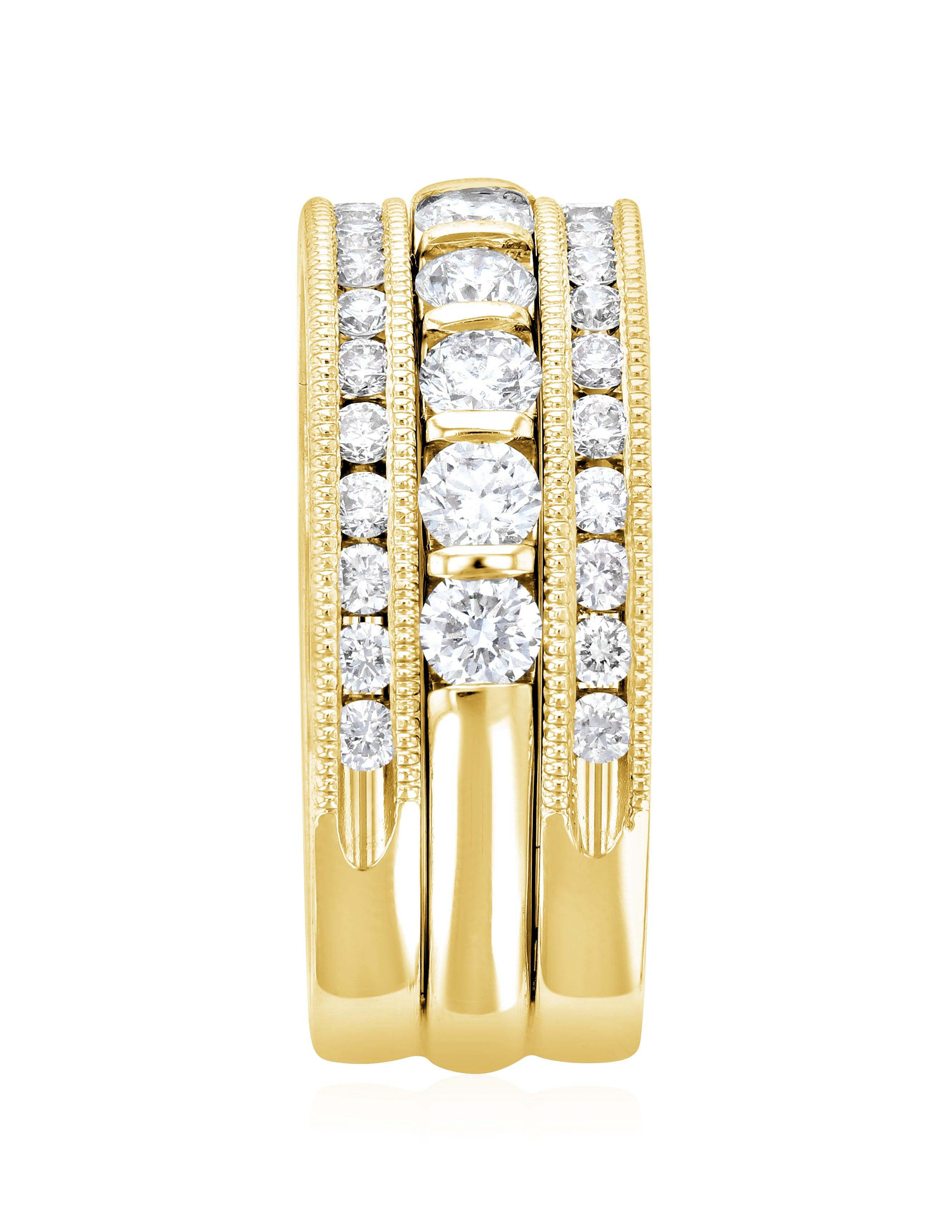 Diamond Three-Row Ring Stack in 14k Yellow Gold (1.35 ct. tw.) - Iris + Mill