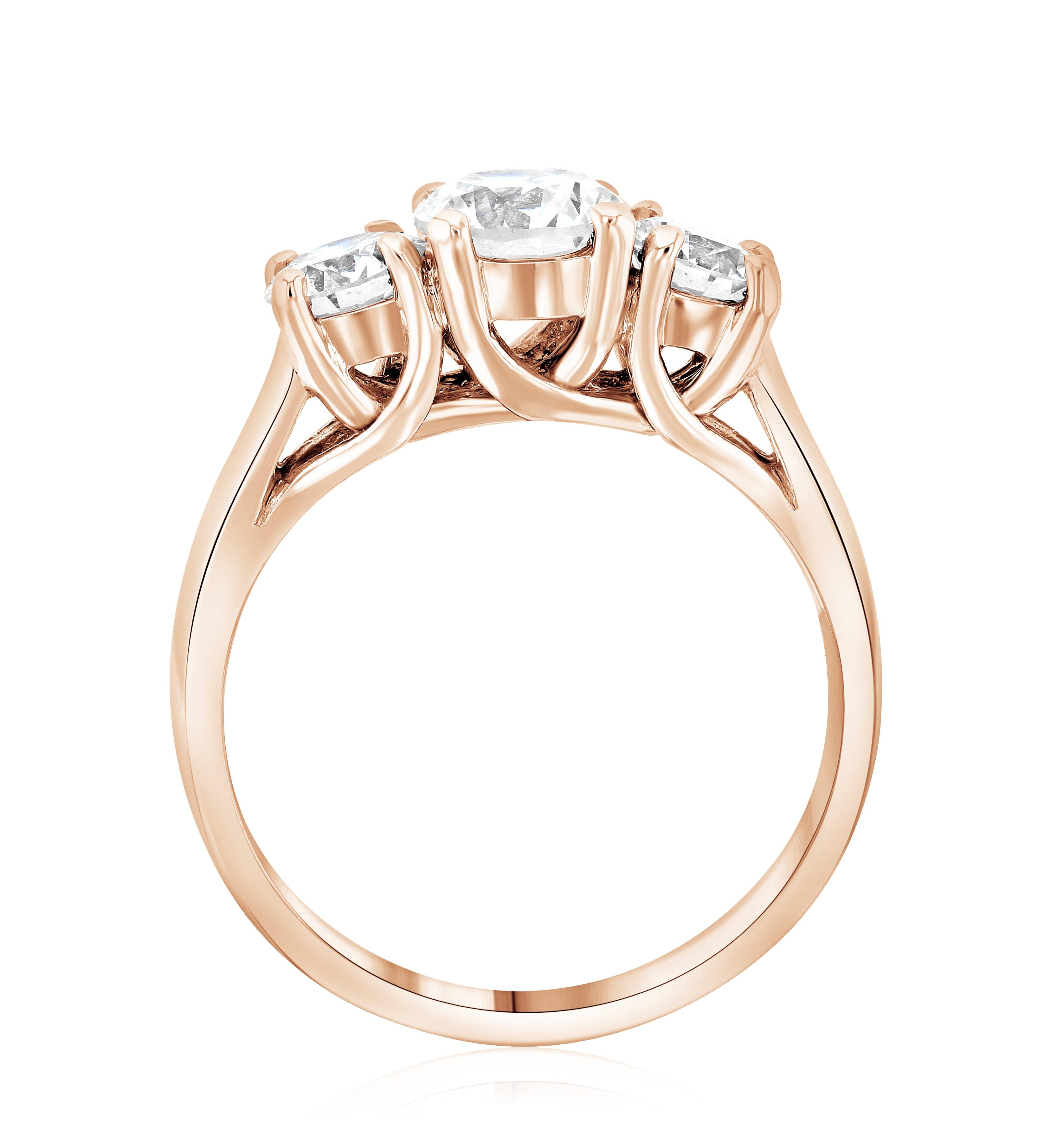 Diamond Three-Stone Engagement Ring in 14k Rose Gold (1.50 ct. tw.) - Iris + Mill