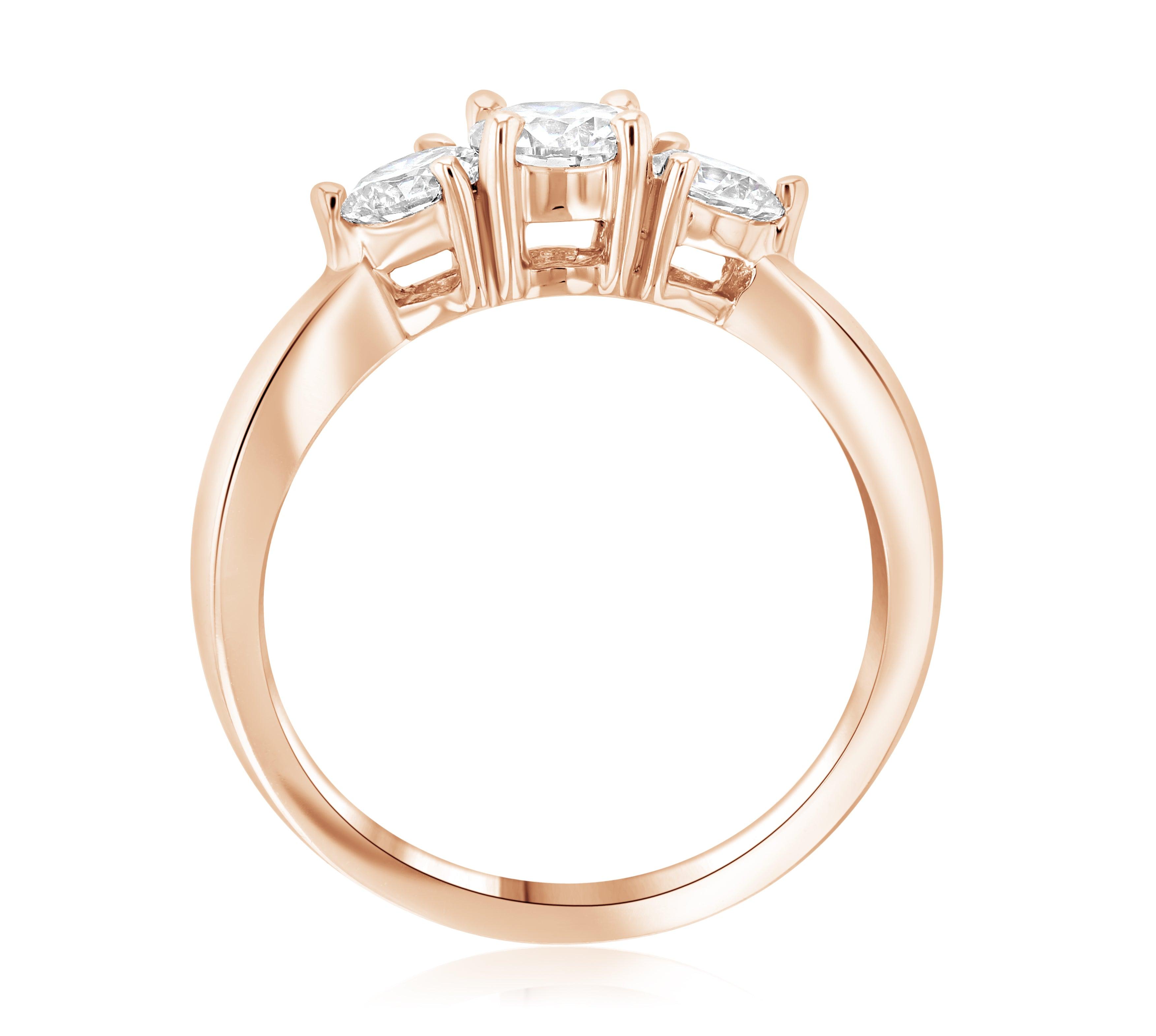 Diamond Three-Stone Shared Prong Engagement Ring in 14k Rose Gold (1 ct. tw.) - Iris + Mill