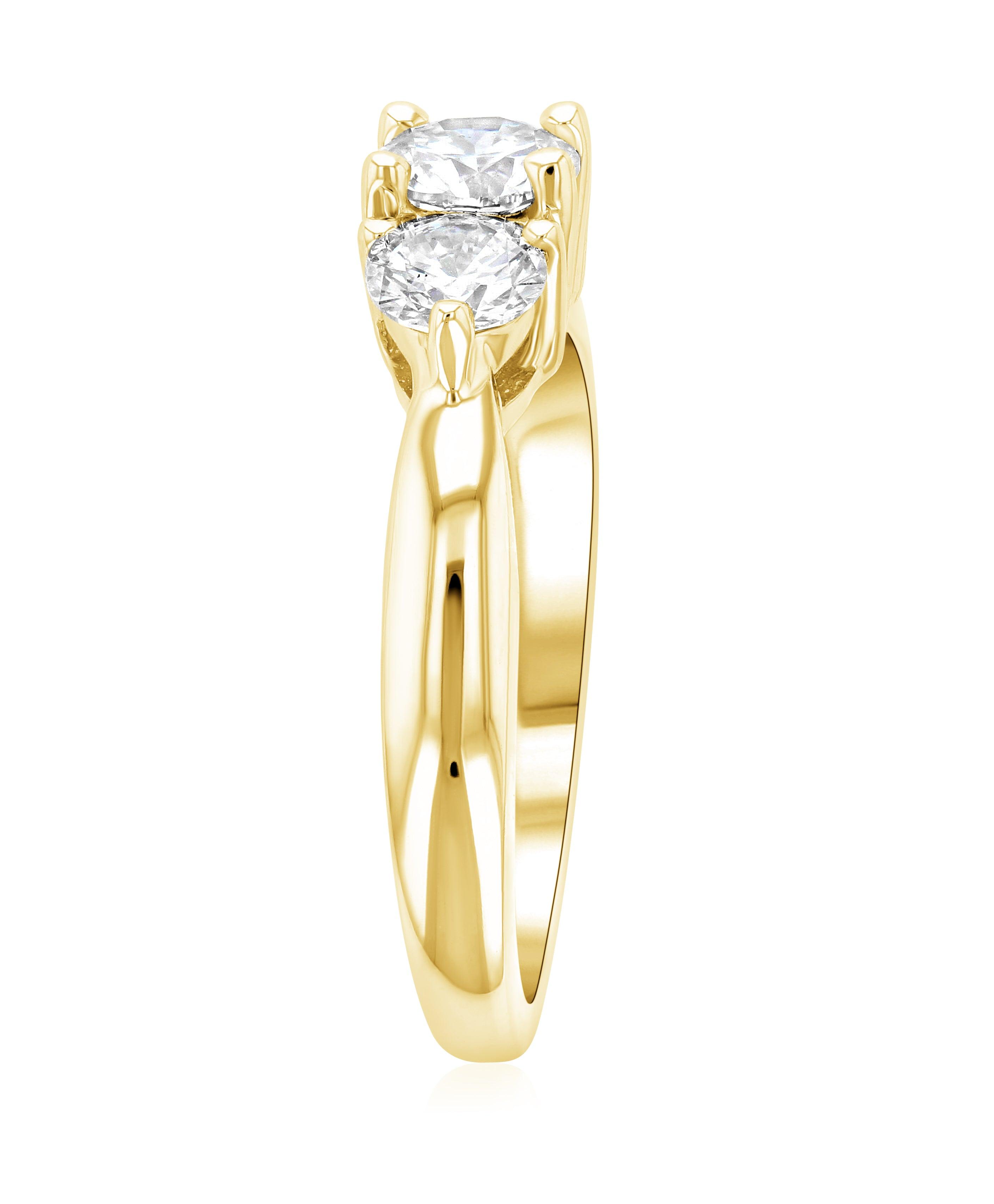 Diamond Three-Stone Shared Prong Engagement Ring in 14k Yellow Gold (1 ct. tw.) - Iris + Mill