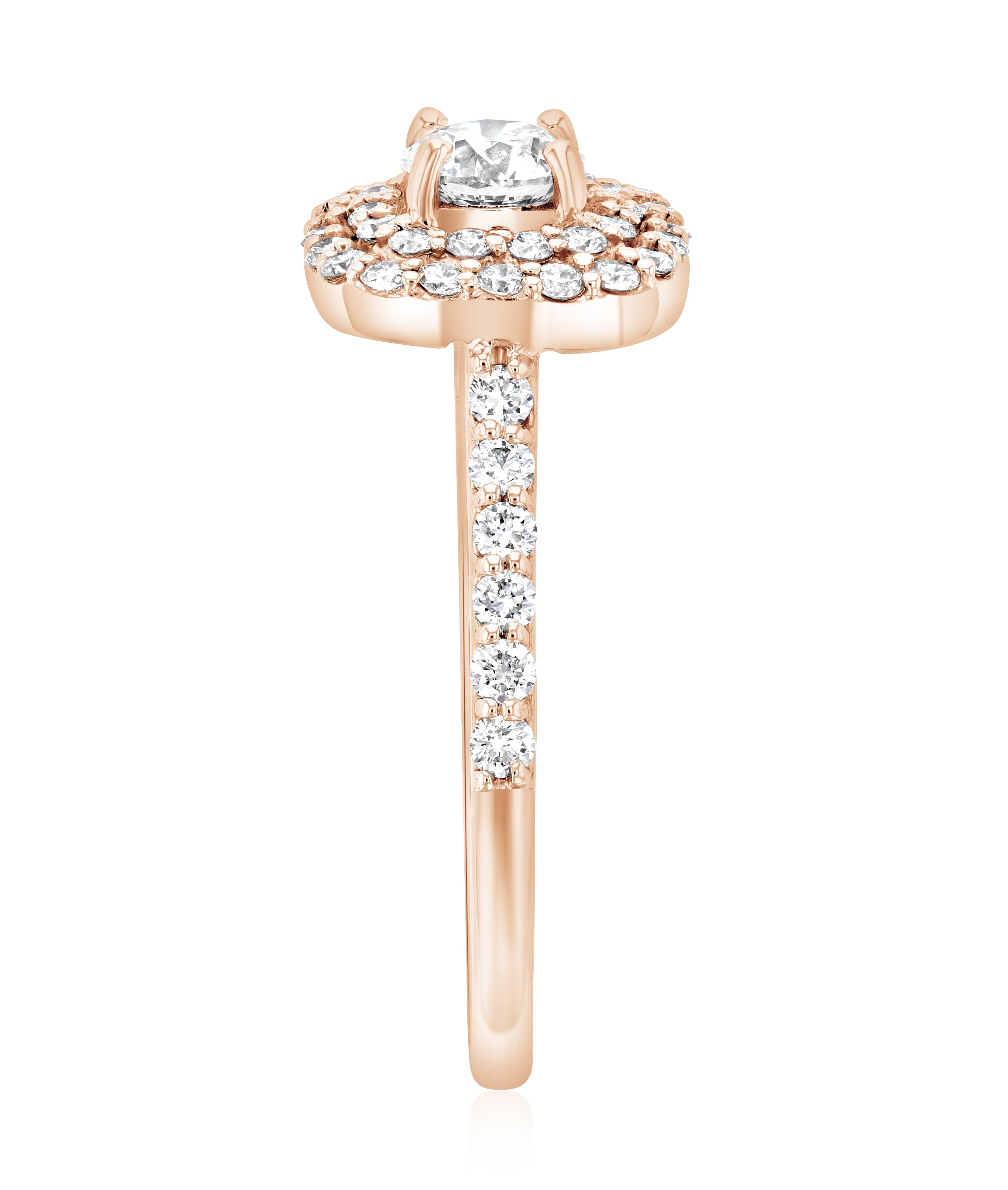 Double Halo Diamond Engagement Ring in 14k Rose Gold - Iris + Mill