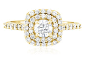 Double Halo Diamond Engagement Ring in 14k Yellow Gold - Iris + Mill