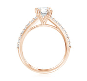 Double Prong Pavé Diamond Solitaire Engagement Ring in 14k Rose Gold - Iris + Mill