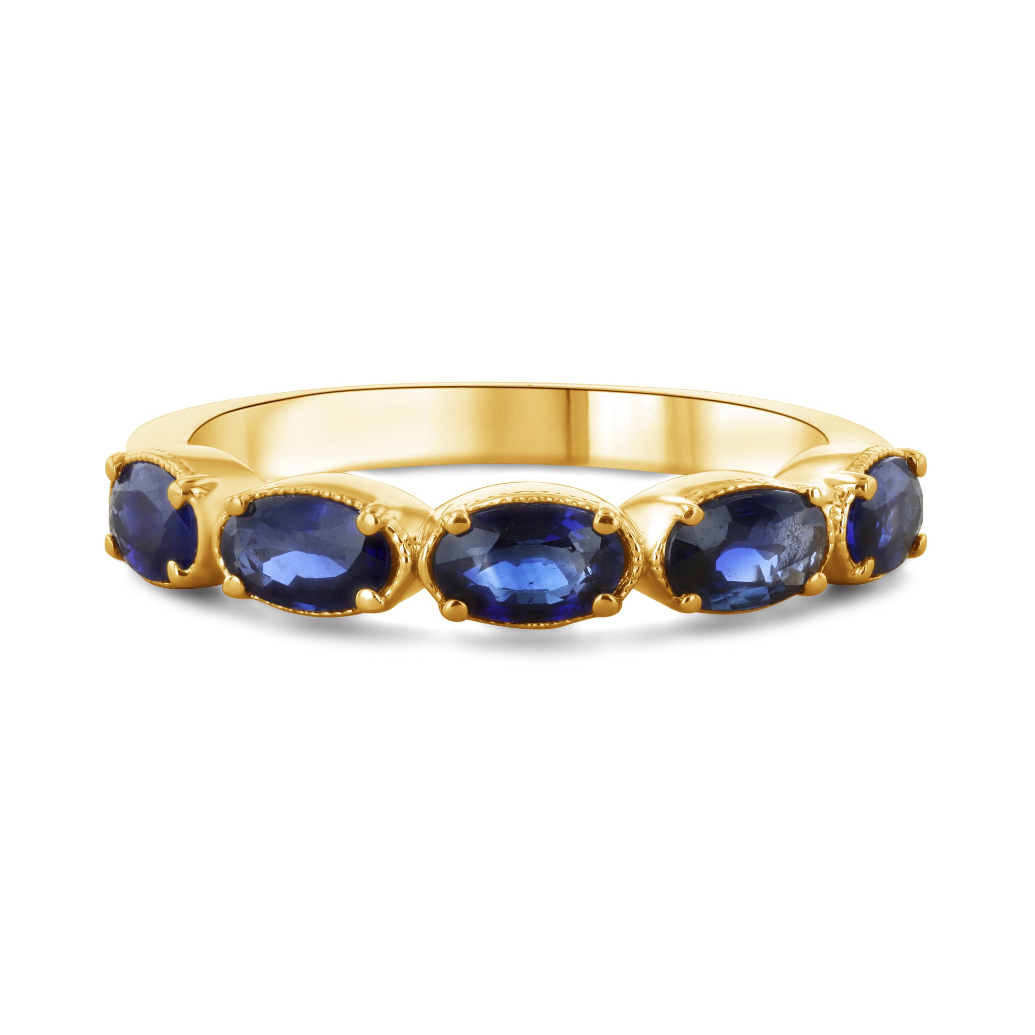 Five Stone Oval Sapphire Ring in 14k Yellow Gold (1.34 ct. tw.) - Iris + Mill