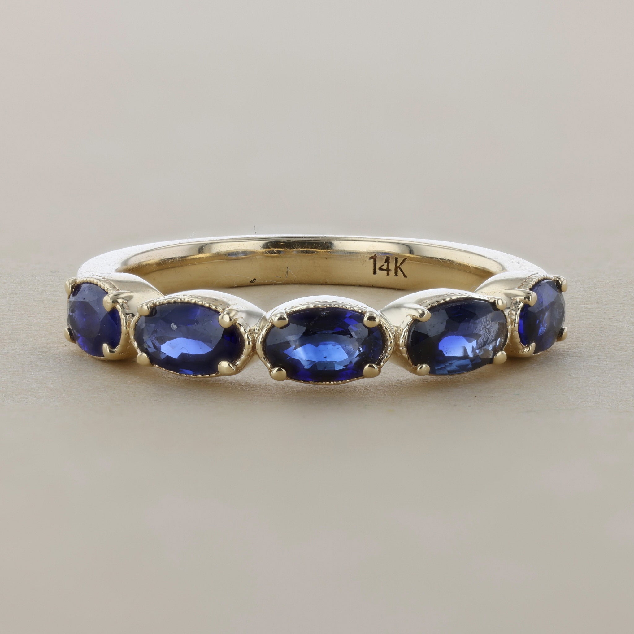 Five Stone Oval Sapphire Ring in 14k Yellow Gold (1.34 ct. tw.) - Iris + Mill