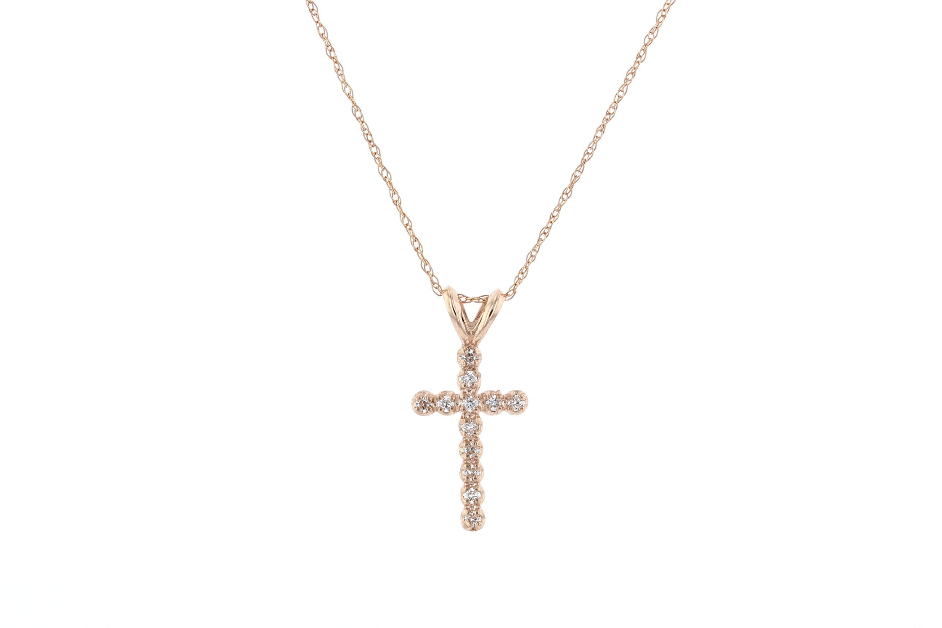 Floating Diamond Cross Necklace in 14k Rose Gold - Iris + Mill