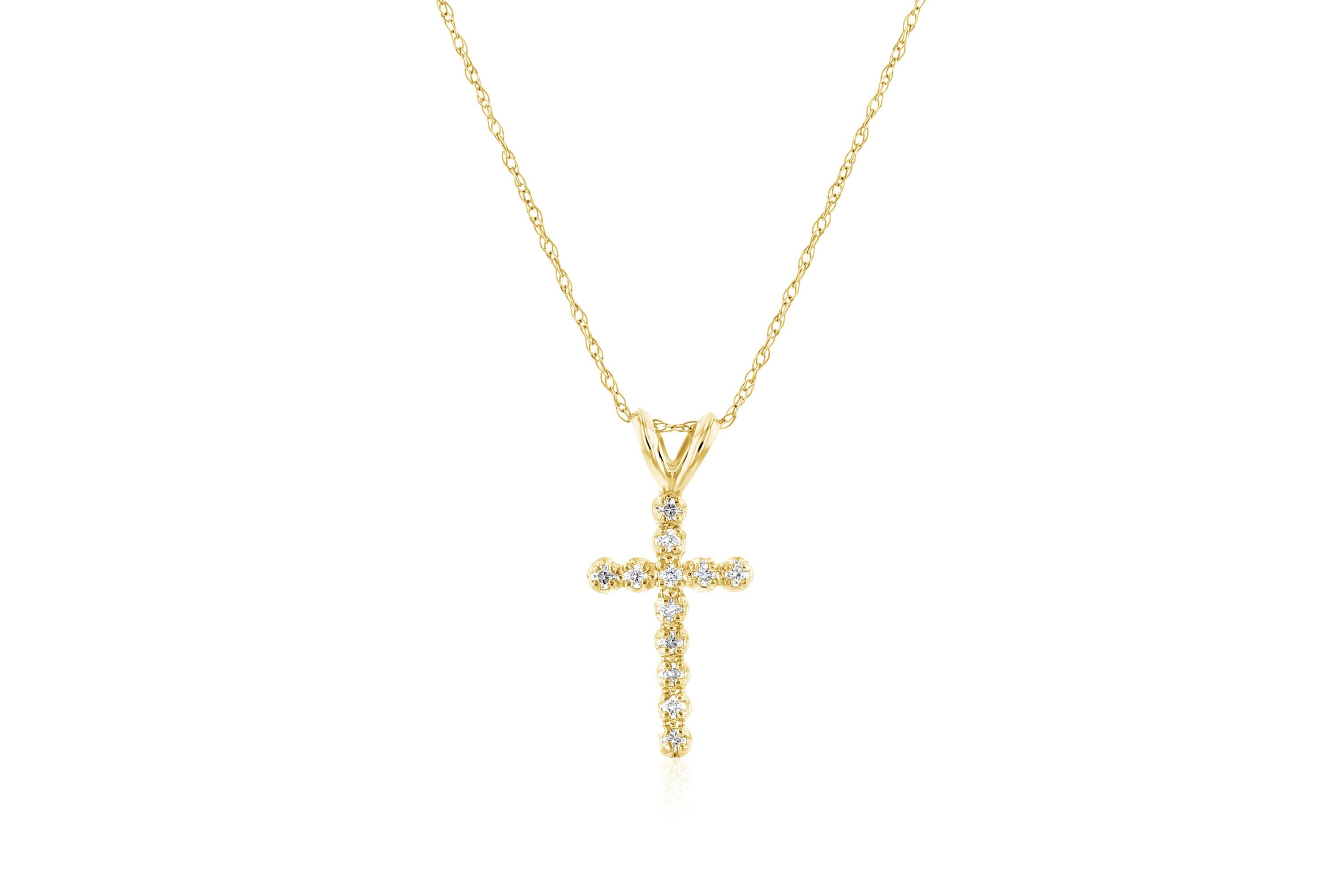 Floating Diamond Cross Necklace in 14k Yellow Gold - Iris + Mill