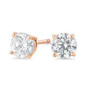 Four-Prong Lab Diamond Stud Earrings in 14k Rose Gold - Iris + Mill