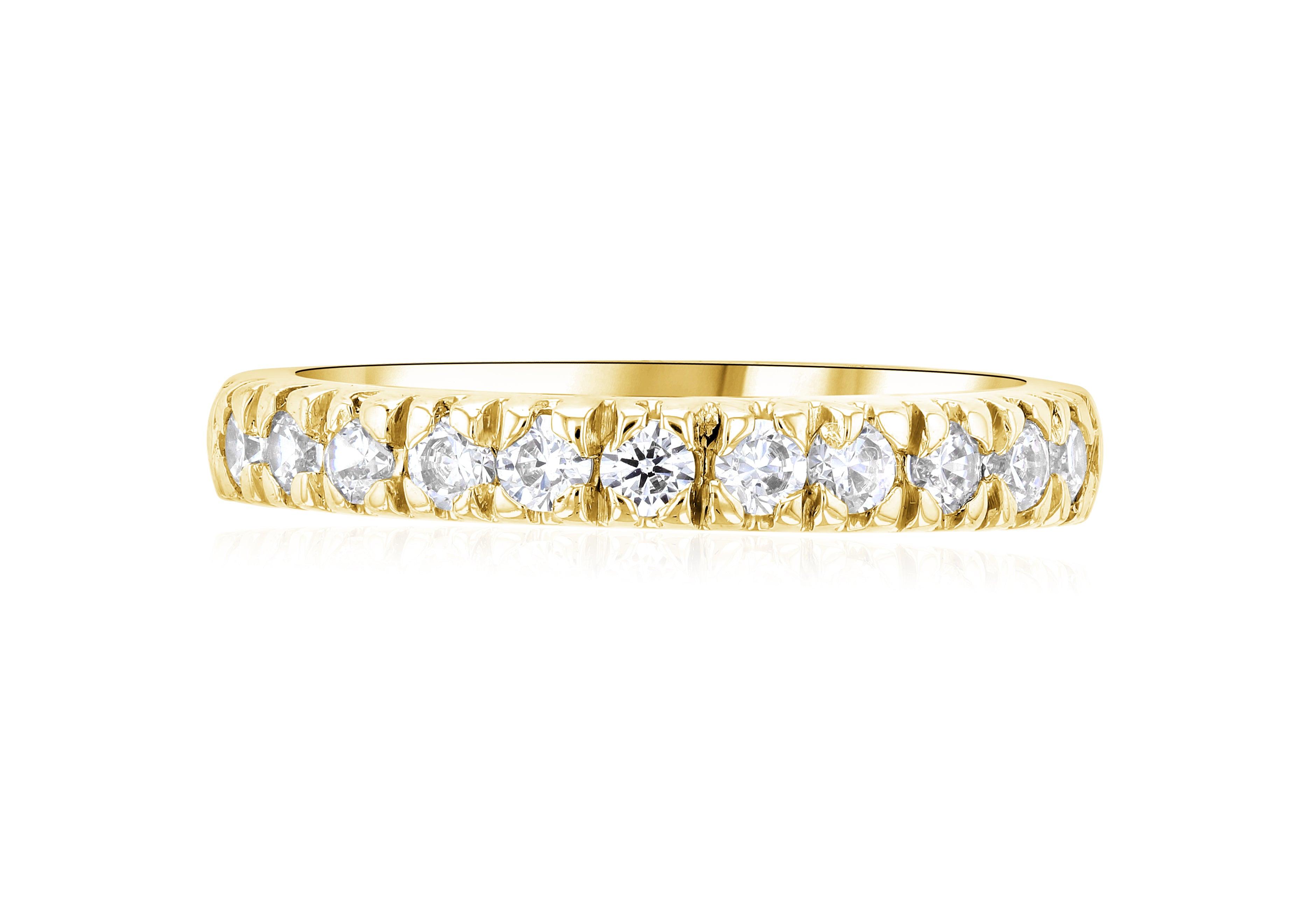 French Pavè Set Round Diamond Wedding Ring in 14k Yellow Gold (0.50 ct. tw.) - Iris + Mill