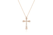 Graduated Diamond Cross Necklace in 14k Rose Gold - Iris + Mill