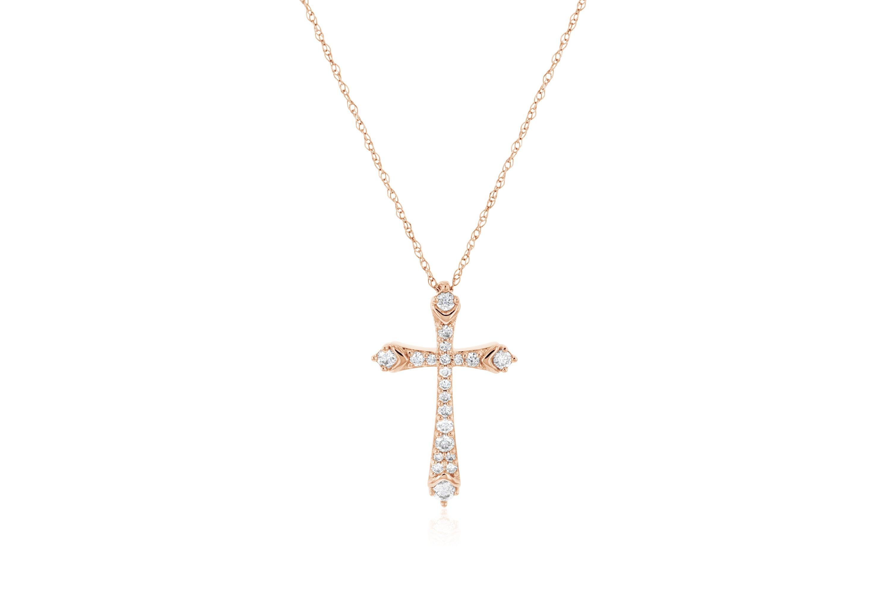 Graduated Diamond Cross Necklace in 14k Rose Gold - Iris + Mill