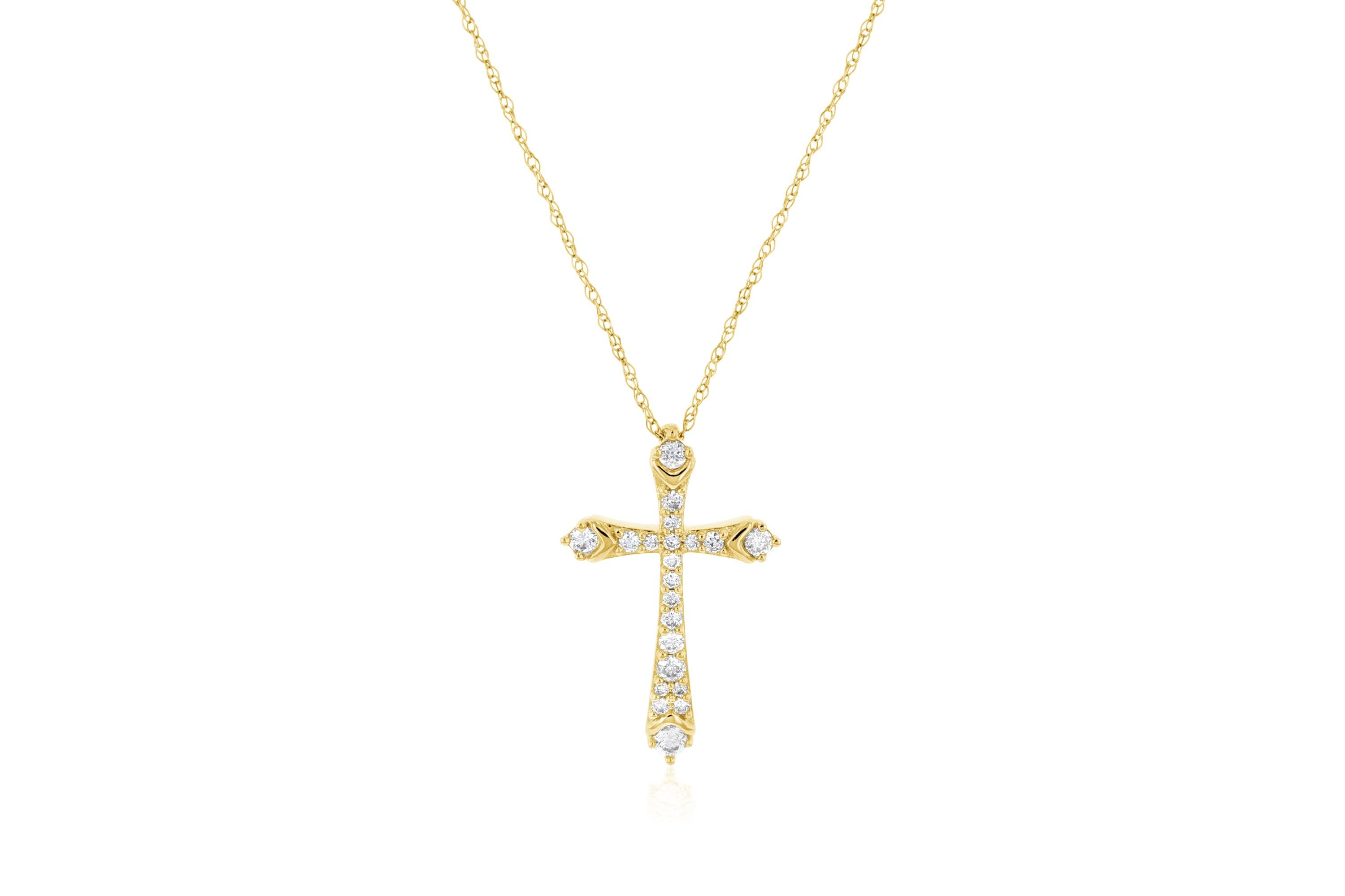 Graduated Diamond Cross Necklace in 14k Yellow Gold - Iris + Mill