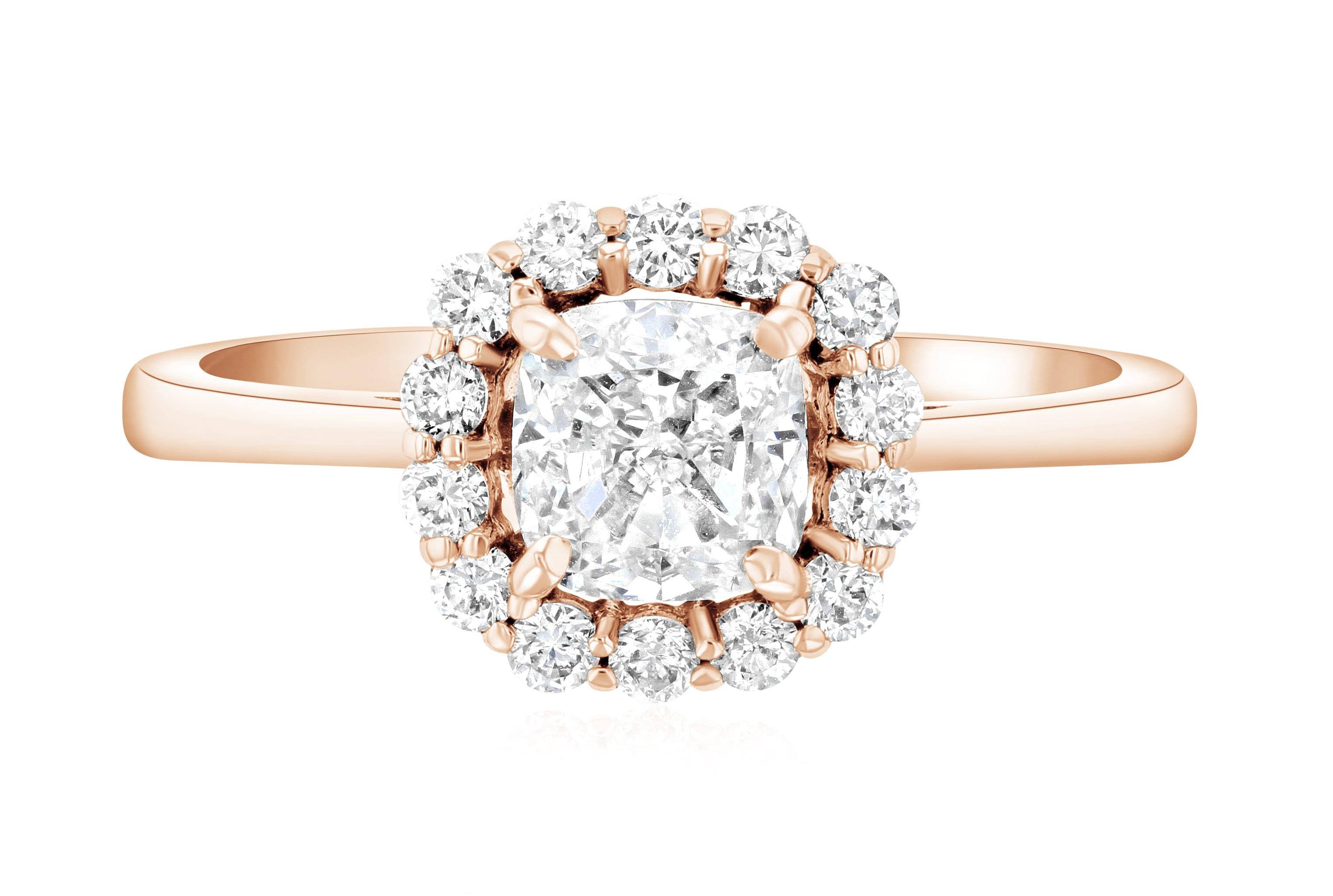 Halo Cushion Diamond Engagement Ring in 14k Rose Gold (1.28 ct. tw.) - Iris + Mill