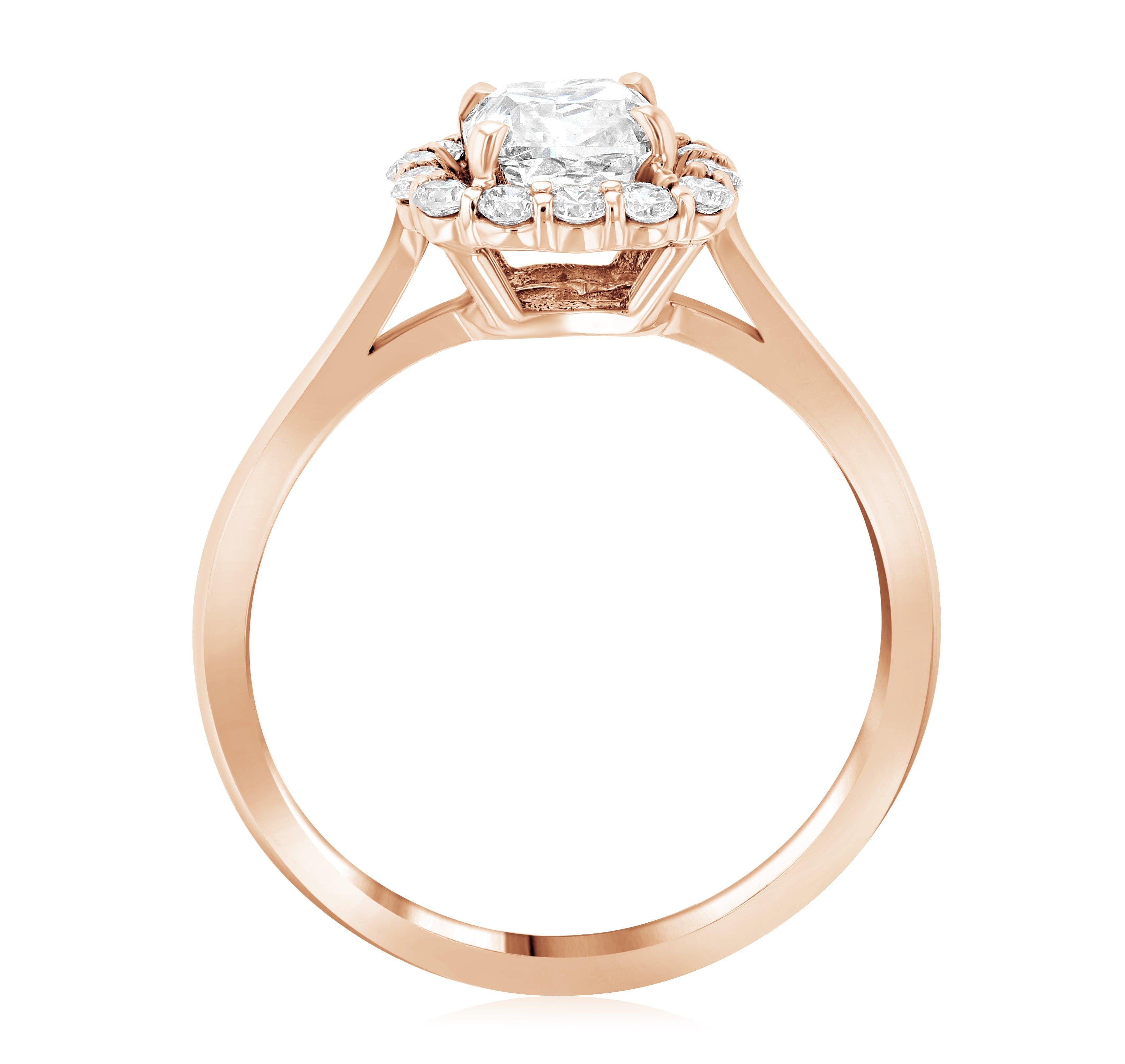 Halo Cushion Diamond Engagement Ring in 14k Rose Gold (1.28 ct. tw.) - Iris + Mill