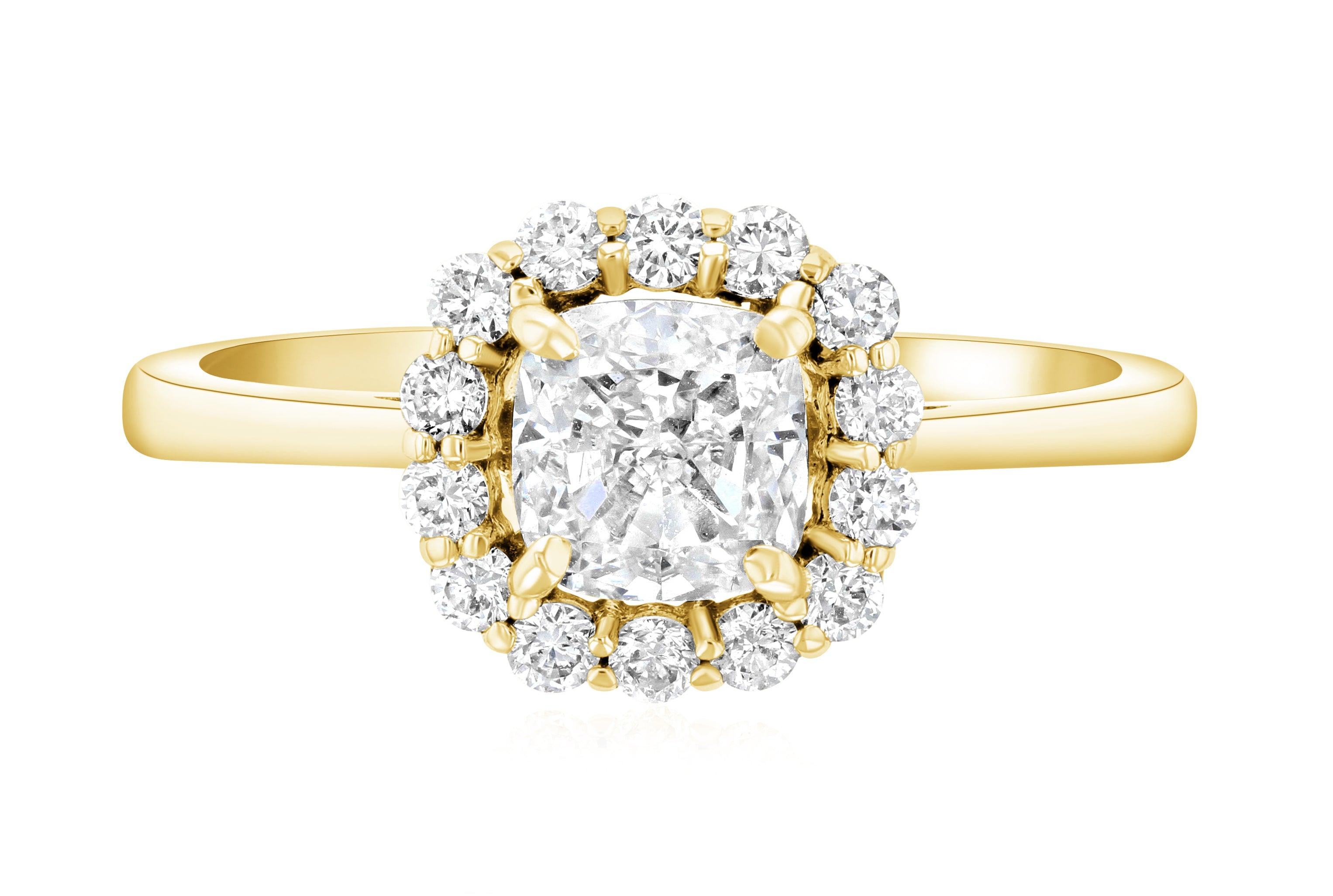 Halo Cushion Diamond Engagement Ring in 14k Yellow Gold (1.28 ct. tw.) - Iris + Mill