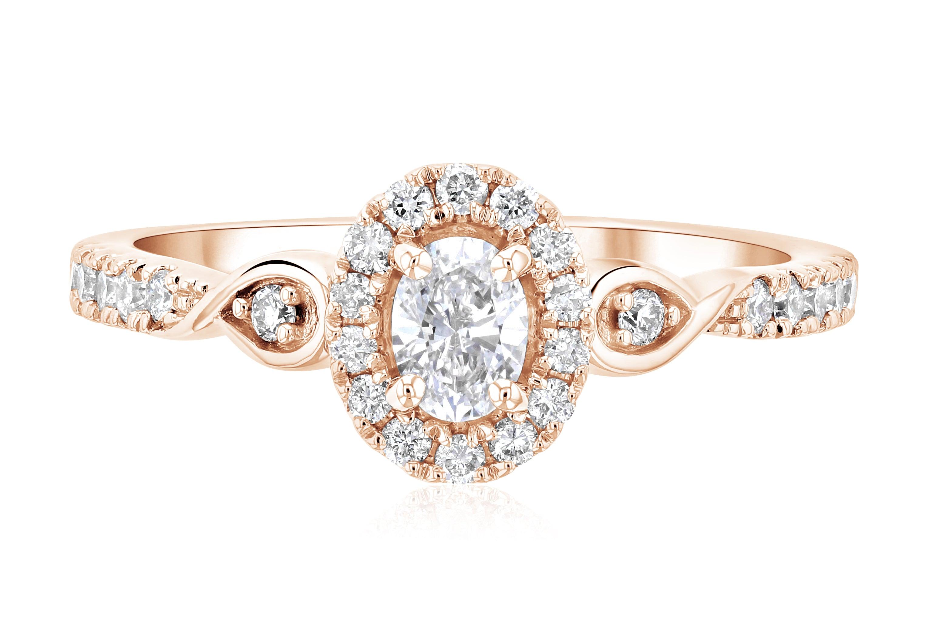 Halo Infinity Oval Diamond Engagement Ring in 14k Rose Gold (.56 ct. tw.) - Iris + Mill