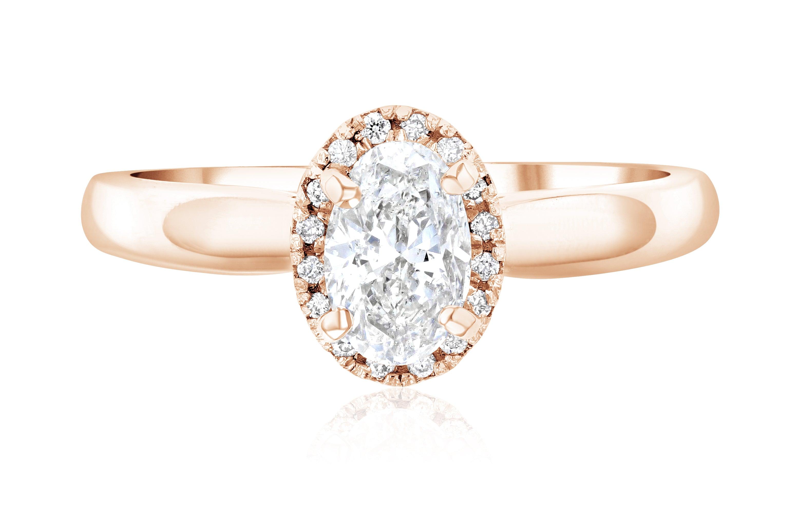 Halo Oval Diamond Engagement Ring in 14k Rose Gold (7/8 ct. tw.) - Iris + Mill