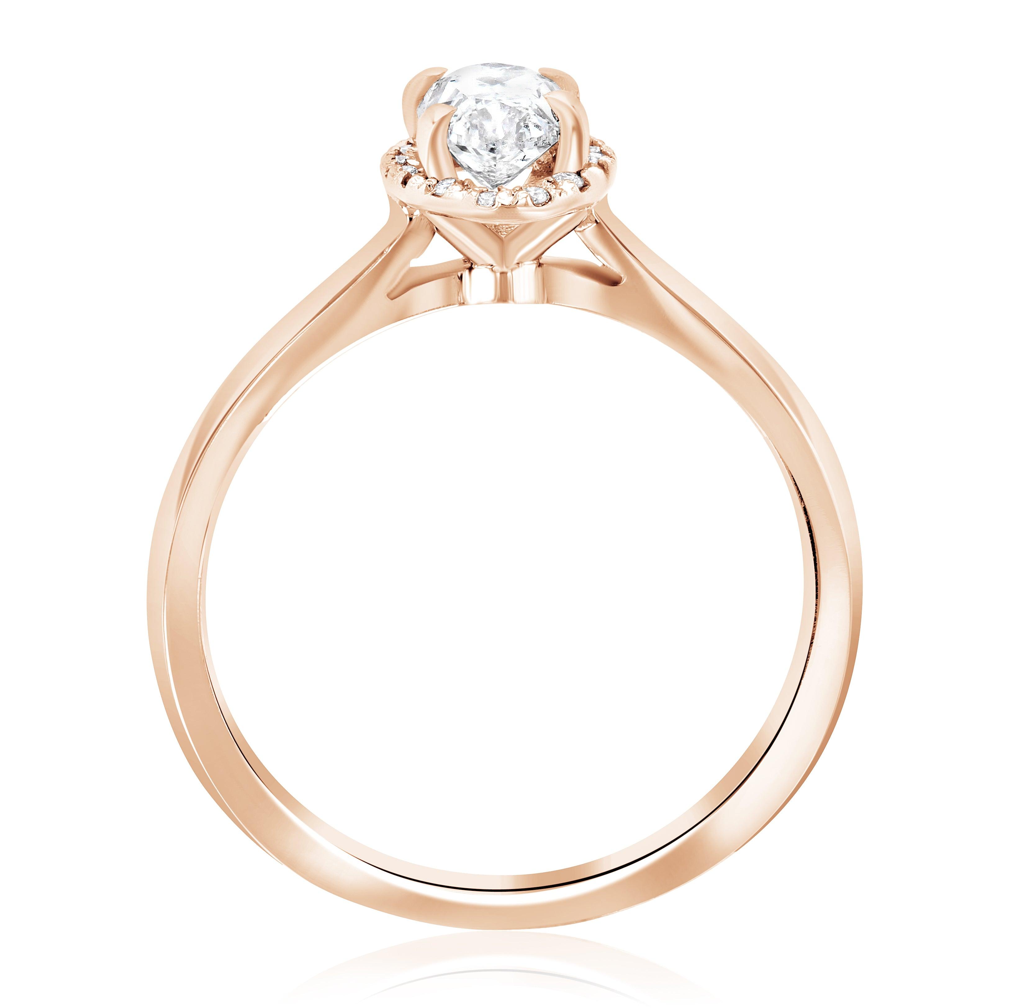 Halo Oval Diamond Engagement Ring in 14k Rose Gold (7/8 ct. tw.) - Iris + Mill