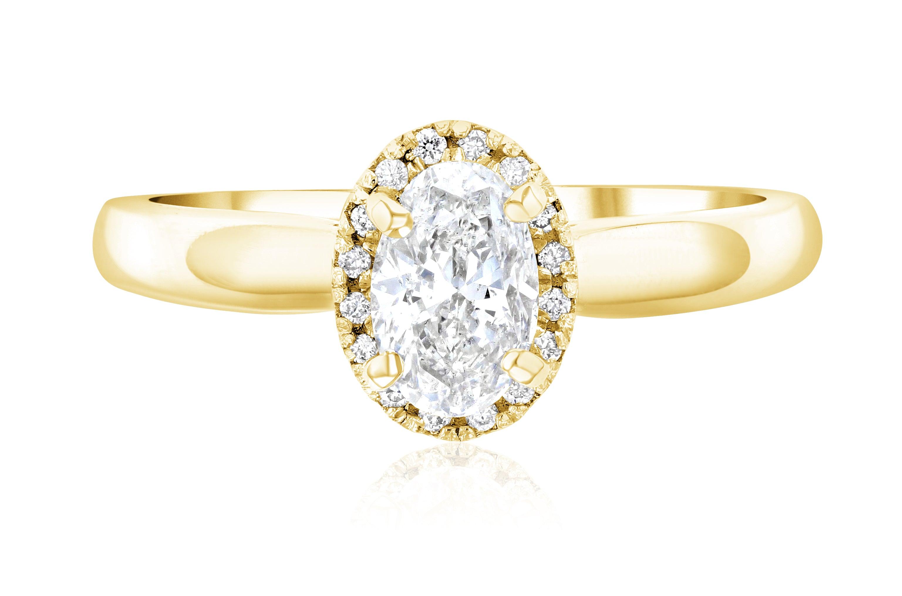 Halo Oval Diamond Engagement Ring in 14k Yellow Gold (7/8 ct. tw.) - Iris + Mill