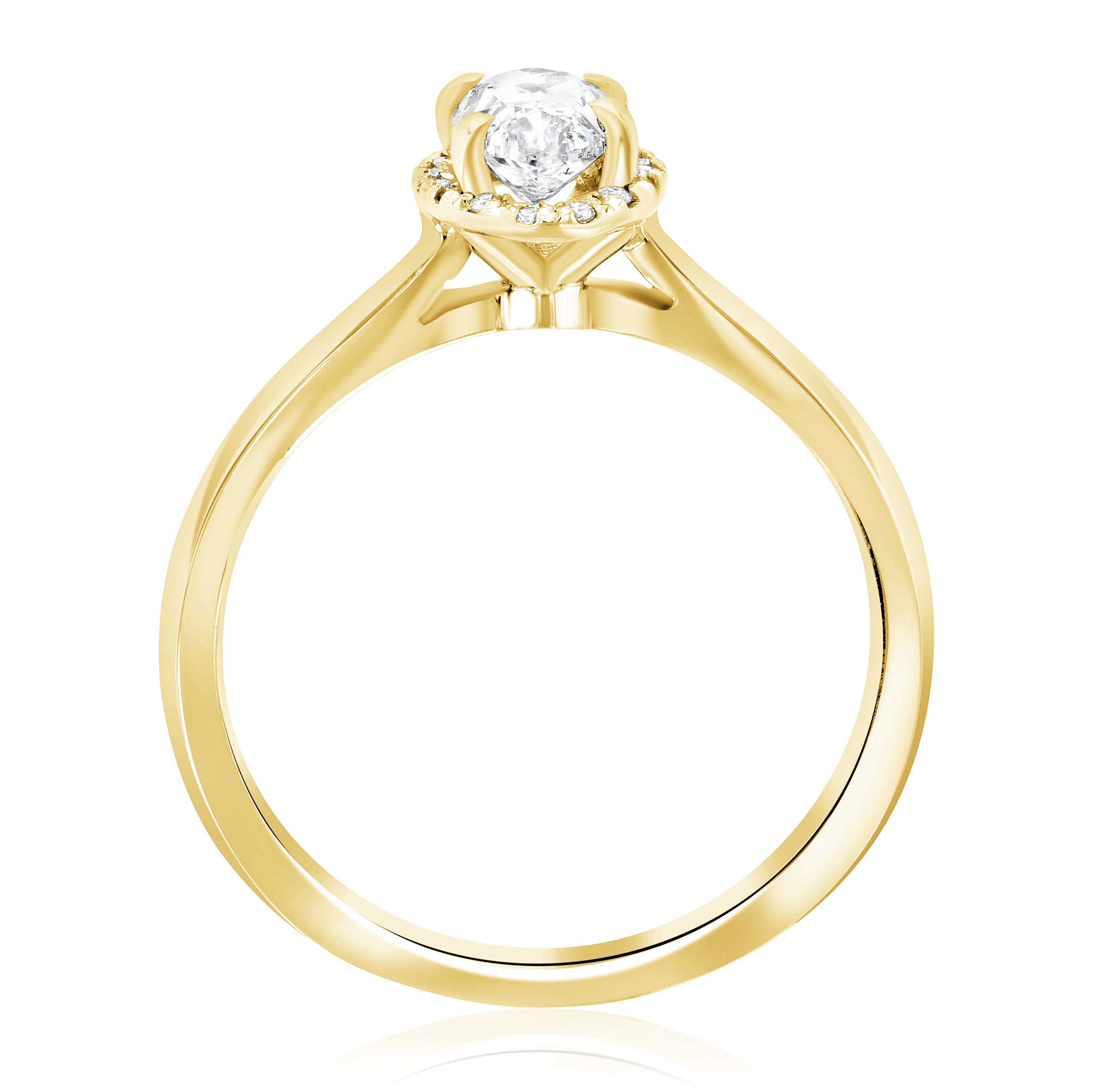 Halo Oval Diamond Engagement Ring in 14k Yellow Gold (7/8 ct. tw.) - Iris + Mill