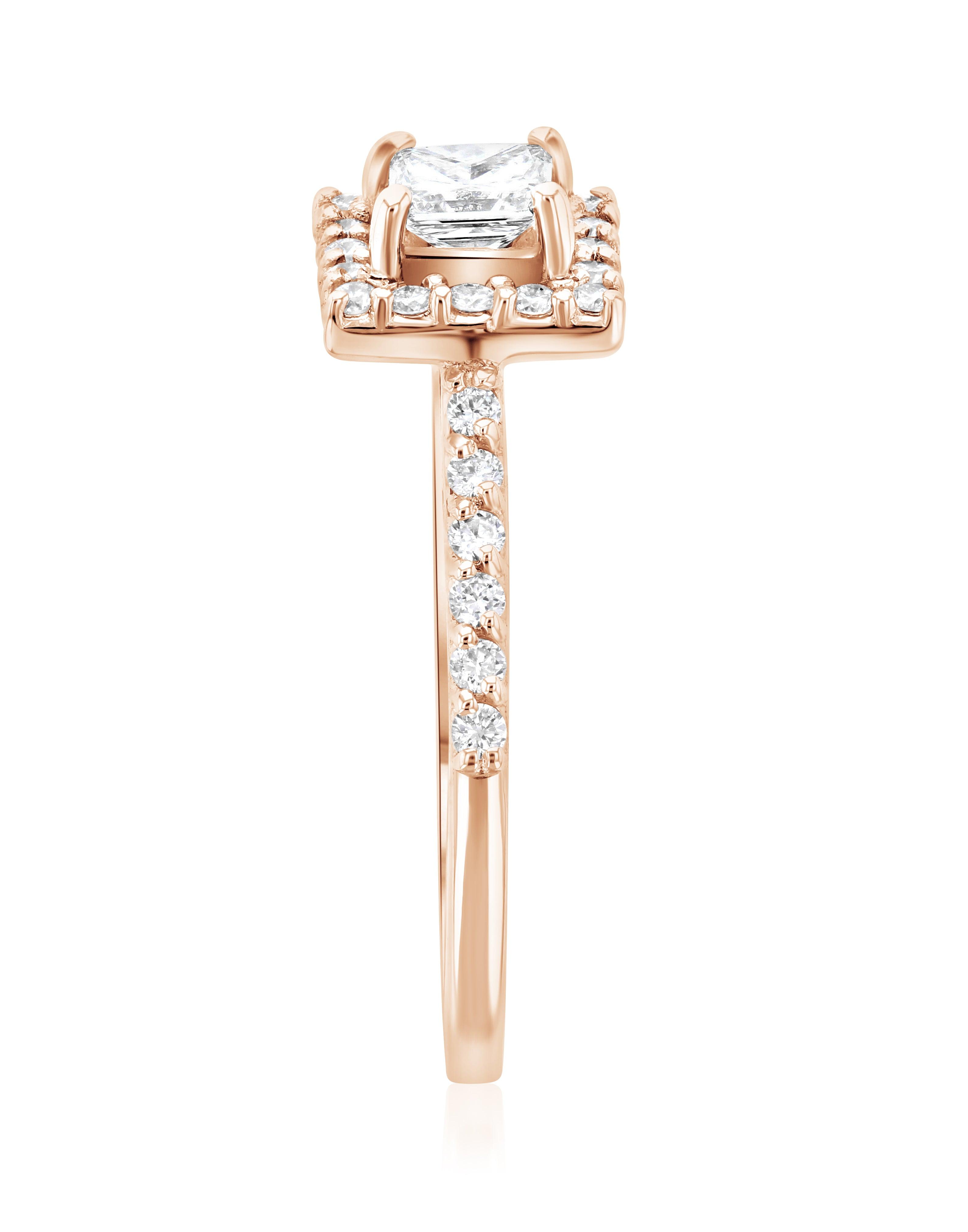 Halo Princess Diamond Engagement Ring in 14k Rose Gold (0.76 ct. tw.) - Iris + Mill