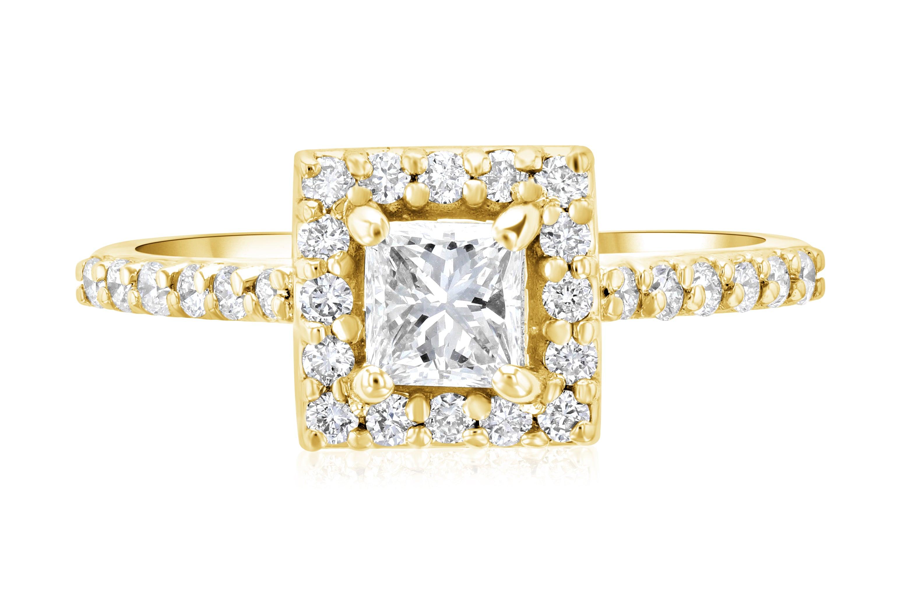 Halo Princess Diamond Engagement Ring in 14k Yellow Gold (0.76 ct. tw.) - Iris + Mill