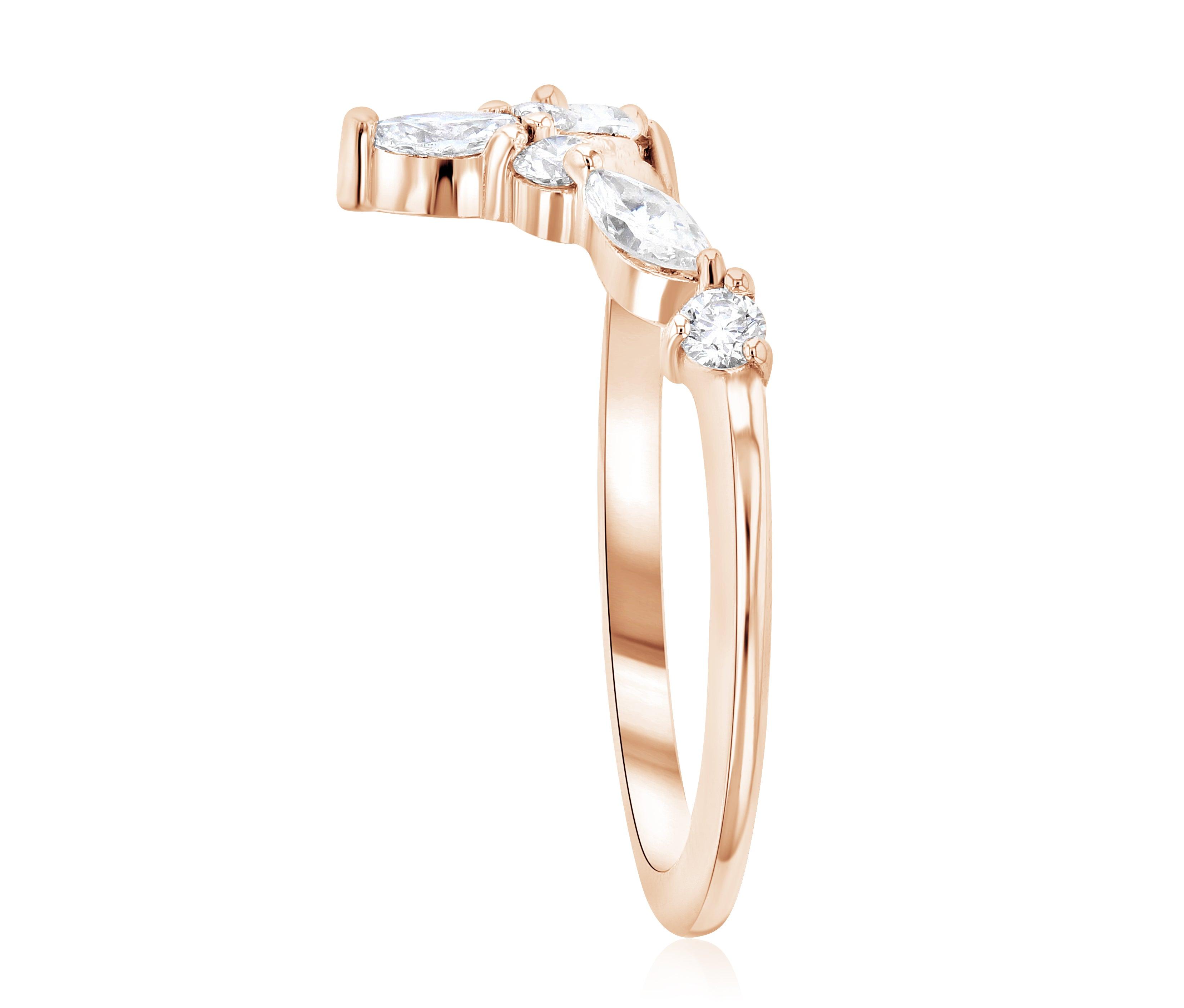 Marquise Diamond Chevron Ring in 14k Rose Gold (0.40 ct. tw.) - Iris + Mill