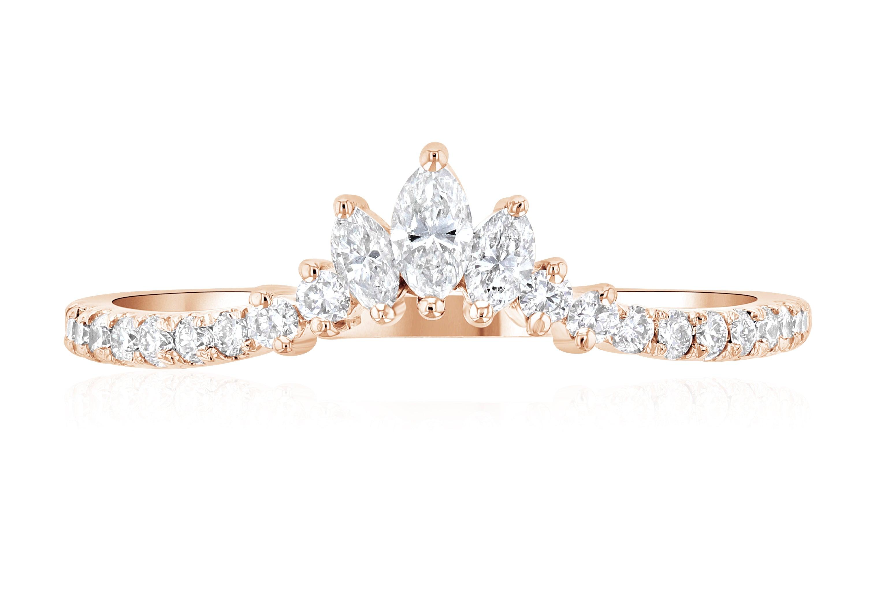 Marquise Diamond Crown Chevron Ring in 14k Rose Gold (0.42 ct. tw.) - Iris + Mill