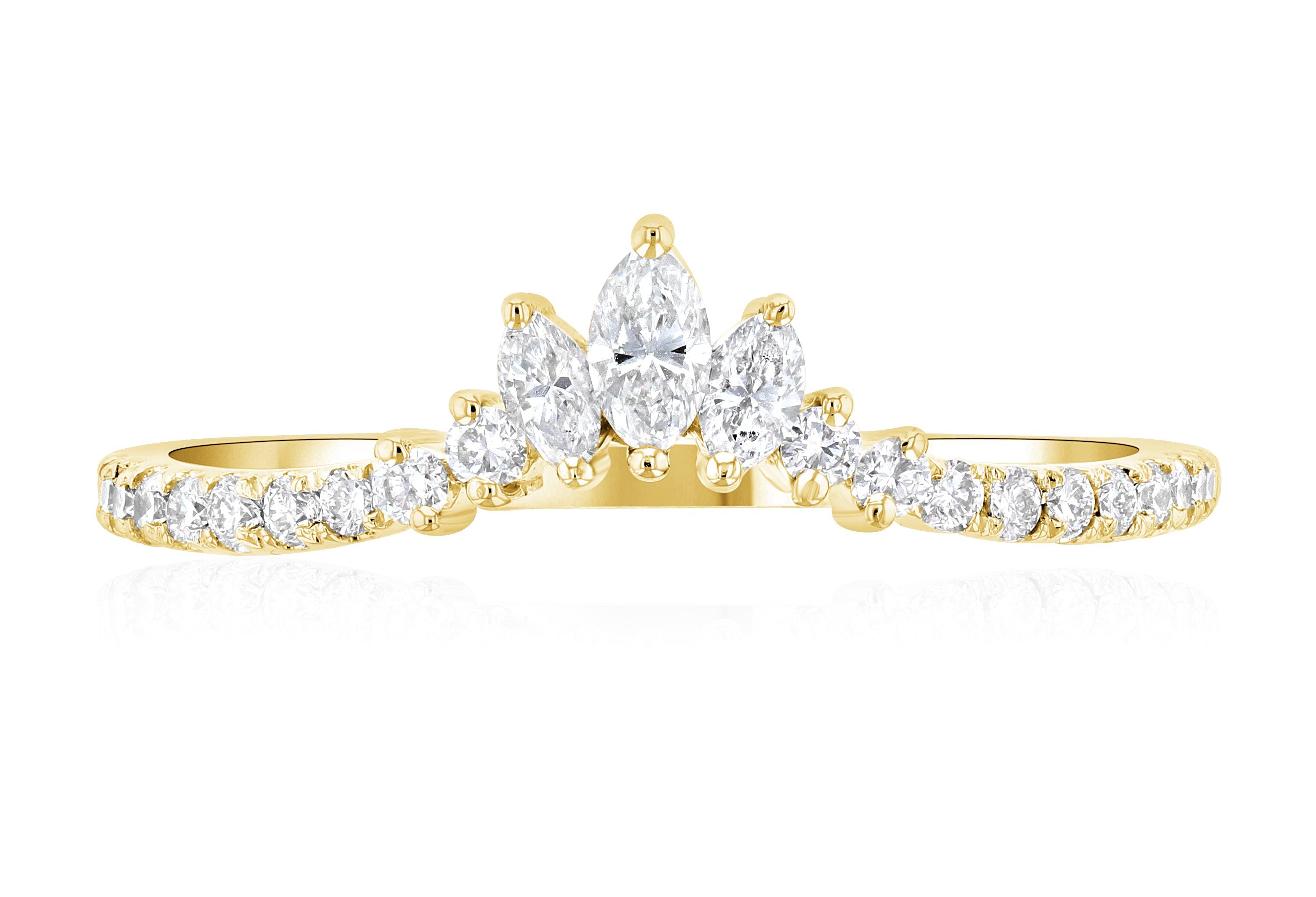 Marquise Diamond Crown Chevron Ring in 14k Yellow Gold (0.42 ct. tw.) - Iris + Mill