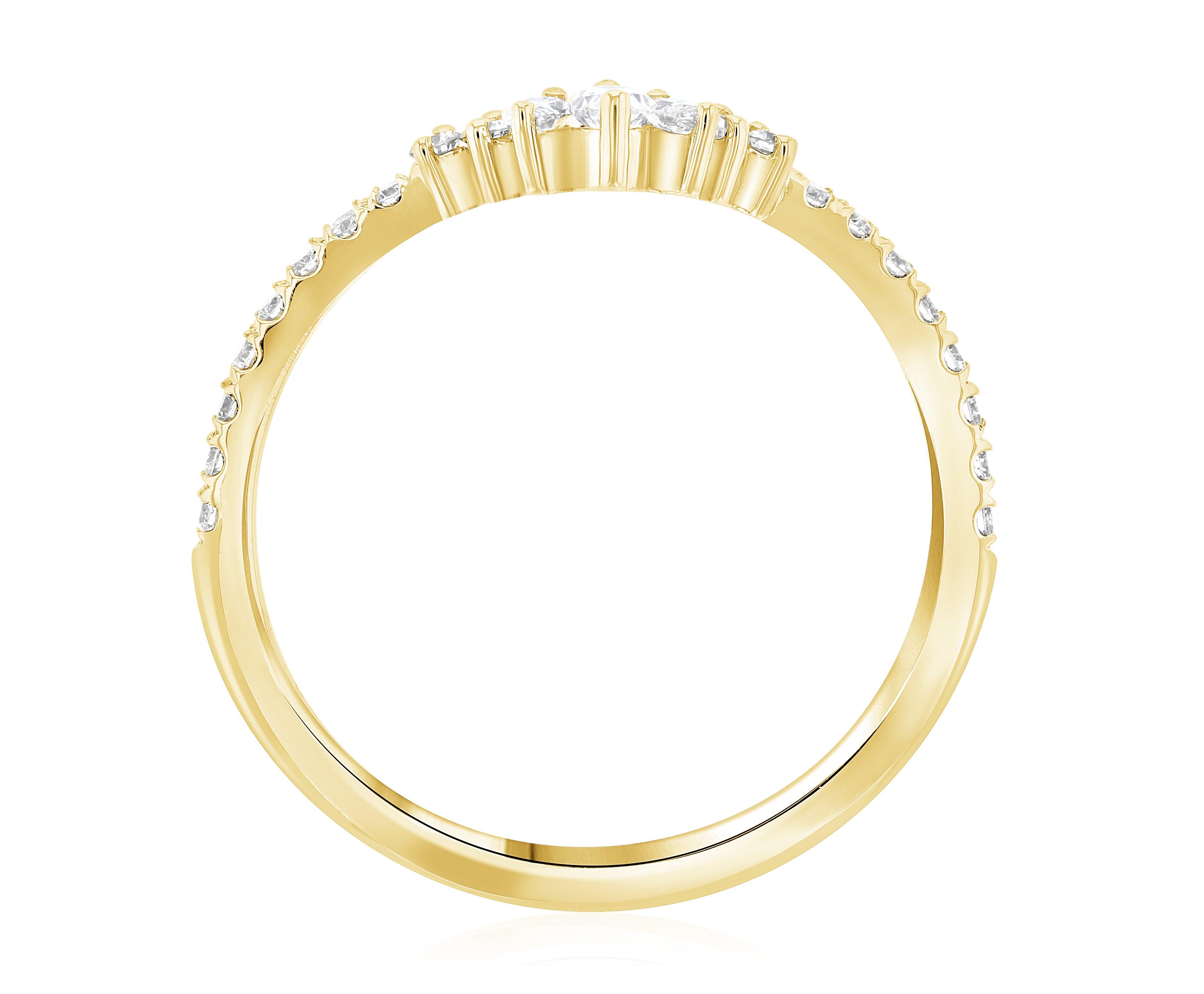 Marquise Diamond Crown Chevron Ring in 14k Yellow Gold (0.42 ct. tw.) - Iris + Mill