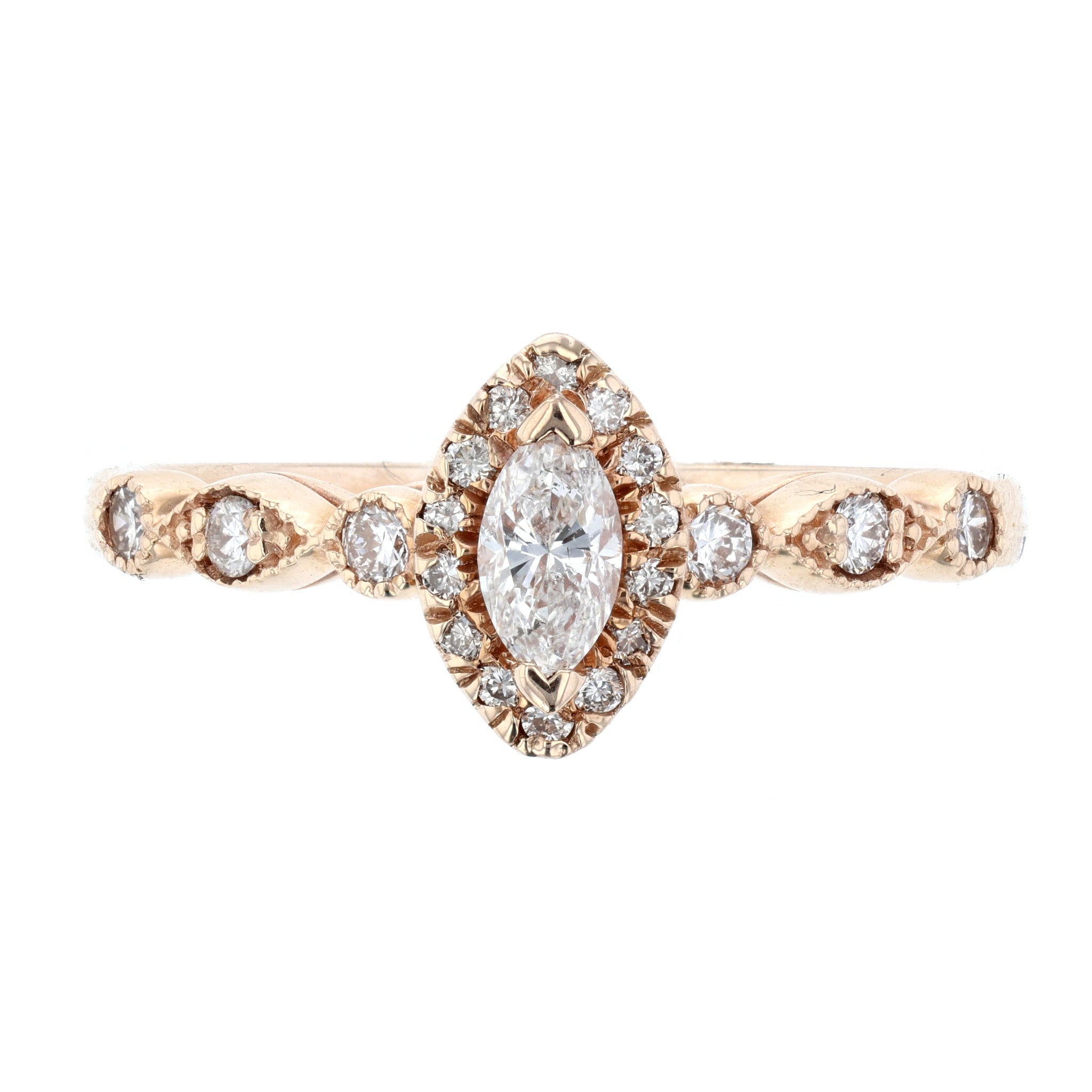 Marquise Diamond Halo Engagement Ring in 14k Rose Gold - Iris + Mill