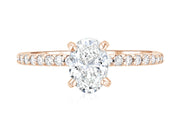 Micro Pavé Oval Cut Diamond Solitaire Engagement Ring in 14k Rose Gold - Iris + Mill