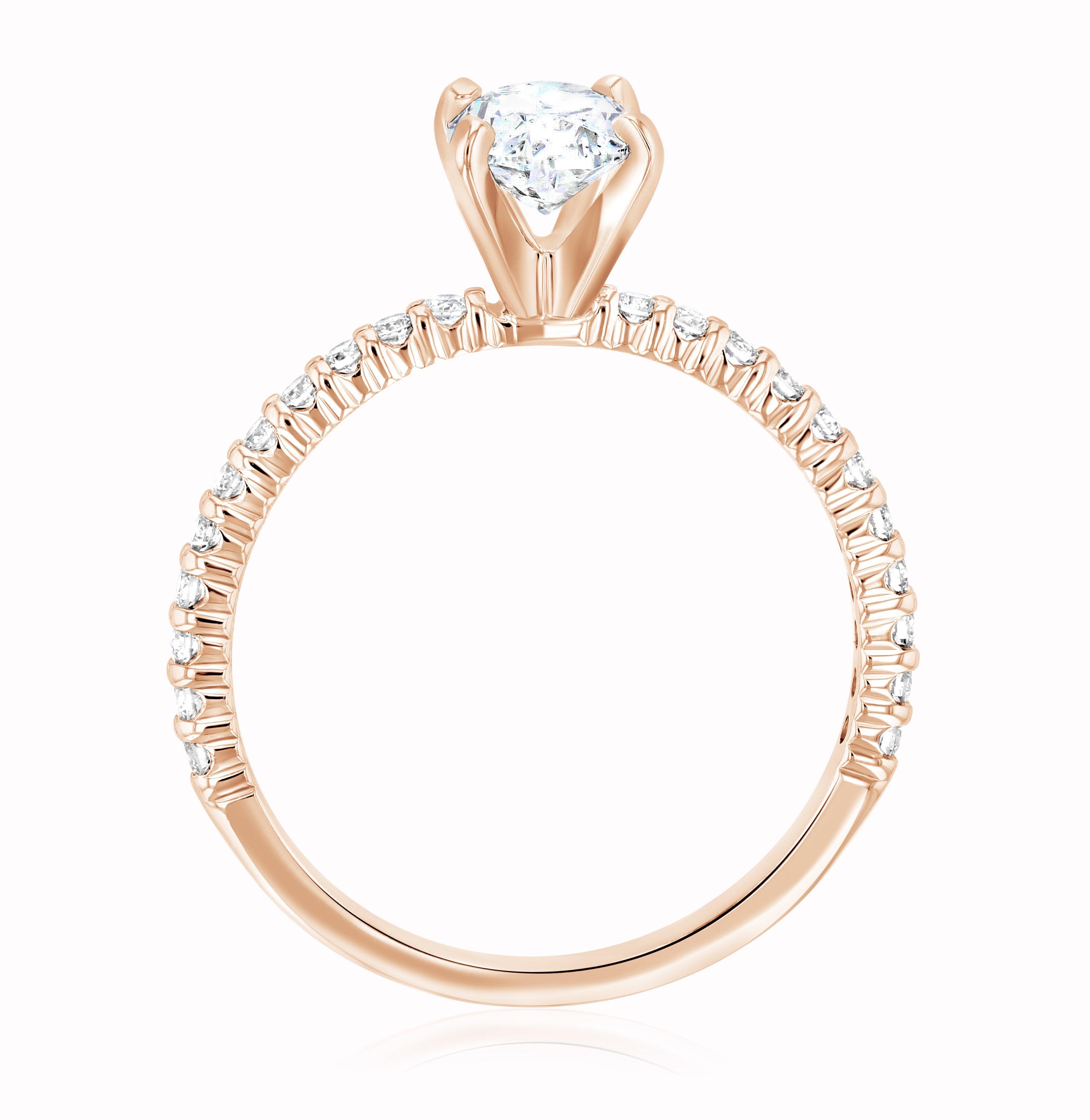 Micro Pavé Oval Cut Diamond Solitaire Engagement Ring in 14k Rose Gold - Iris + Mill