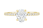 Micro Pavé Oval Cut Diamond Solitaire Engagement Ring in 14k Yellow Gold - Iris + Mill