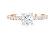 Micro Pavé Round Diamond Solitaire Engagement Ring in 14k Rose Gold - Iris + Mill