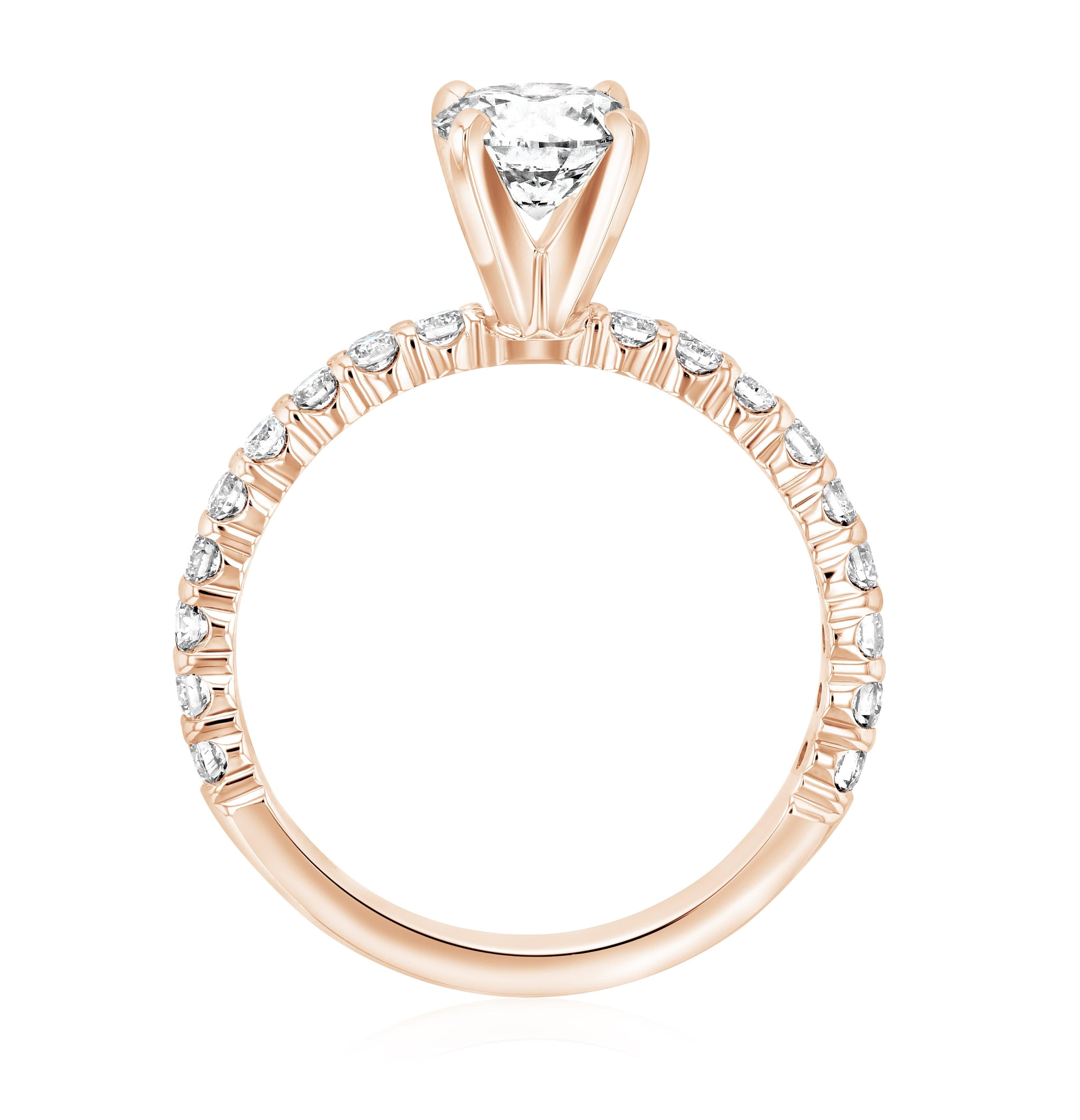 Micro Pavé Round Diamond Solitaire Engagement Ring in 14k Rose Gold - Iris + Mill