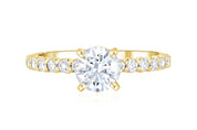 Micro Pavé Round Diamond Solitaire Engagement Ring in 14k Yellow Gold - Iris + Mill