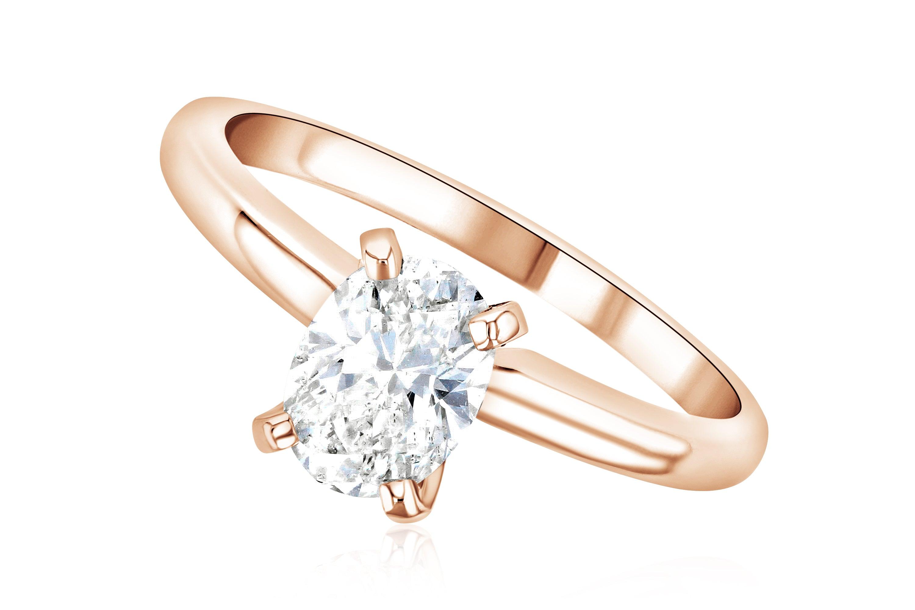 Oval Cut Diamond Solitaire Engagement Ring in 14k Rose Gold - Iris + Mill