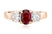 Oval Diamond and Ruby Three-Stone Ring in 14k Rose Gold (1.65 ct. tw.) - Iris + Mill