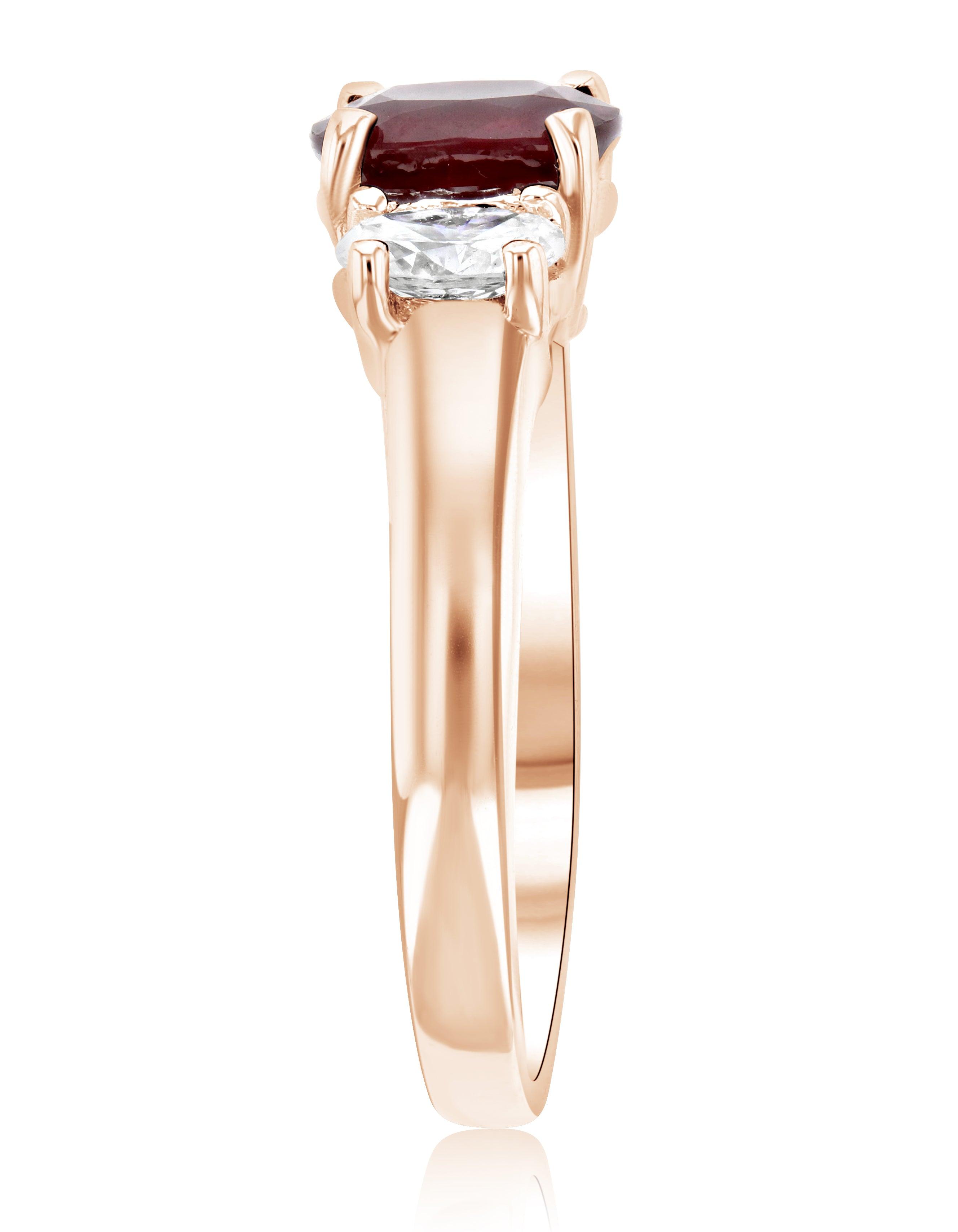 Oval Diamond and Ruby Three-Stone Ring in 14k Rose Gold (1.65 ct. tw.) - Iris + Mill