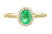 Oval Emerald and Diamond Halo Engagement Ring in 14k Yellow Gold - Iris + Mill