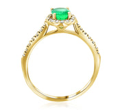 Oval Emerald and Diamond Halo Engagement Ring in 14k Yellow Gold - Iris + Mill