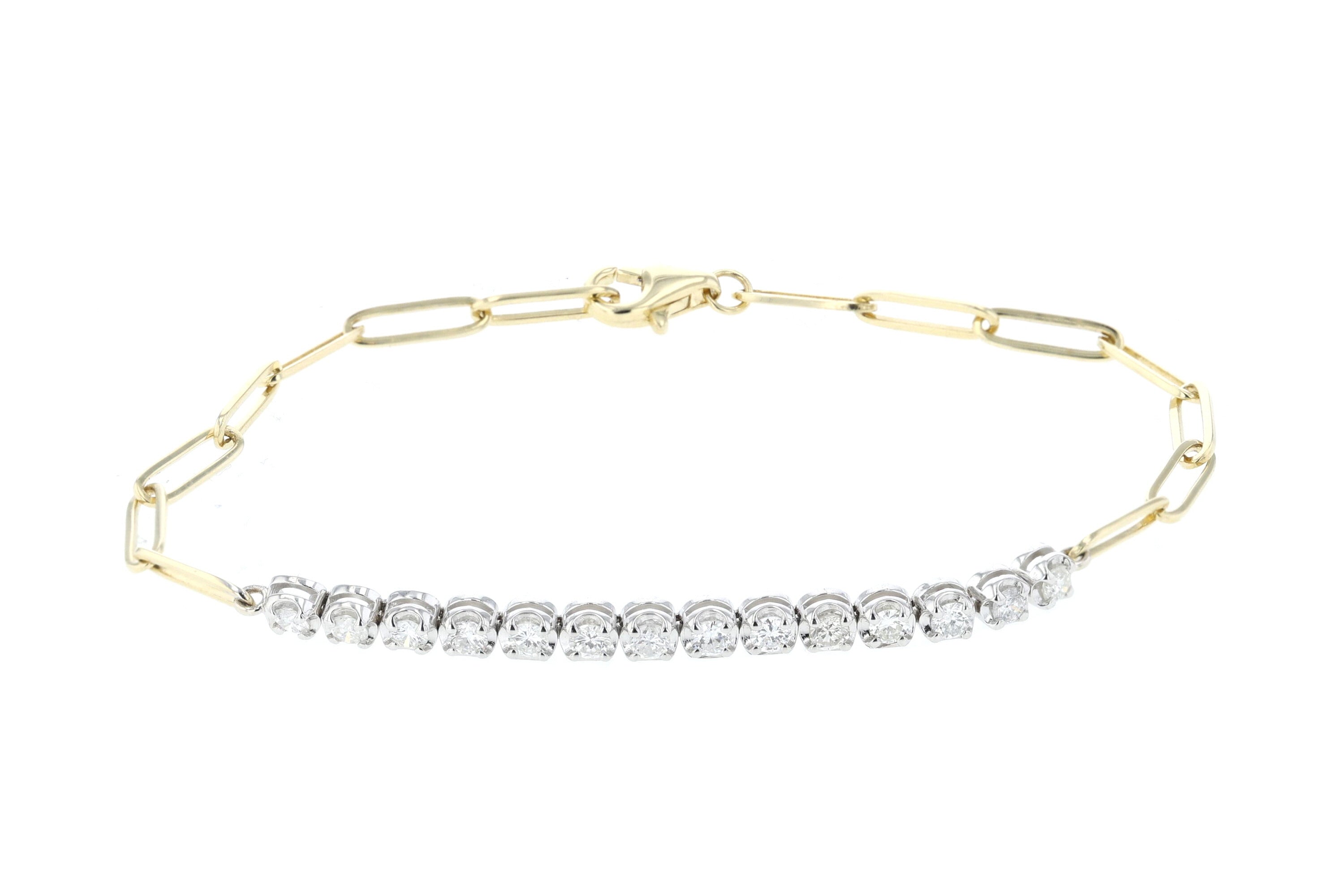 Paperclip Diamond Tennis Bracelet in Two-Tone 14k Gold - Iris + Mill