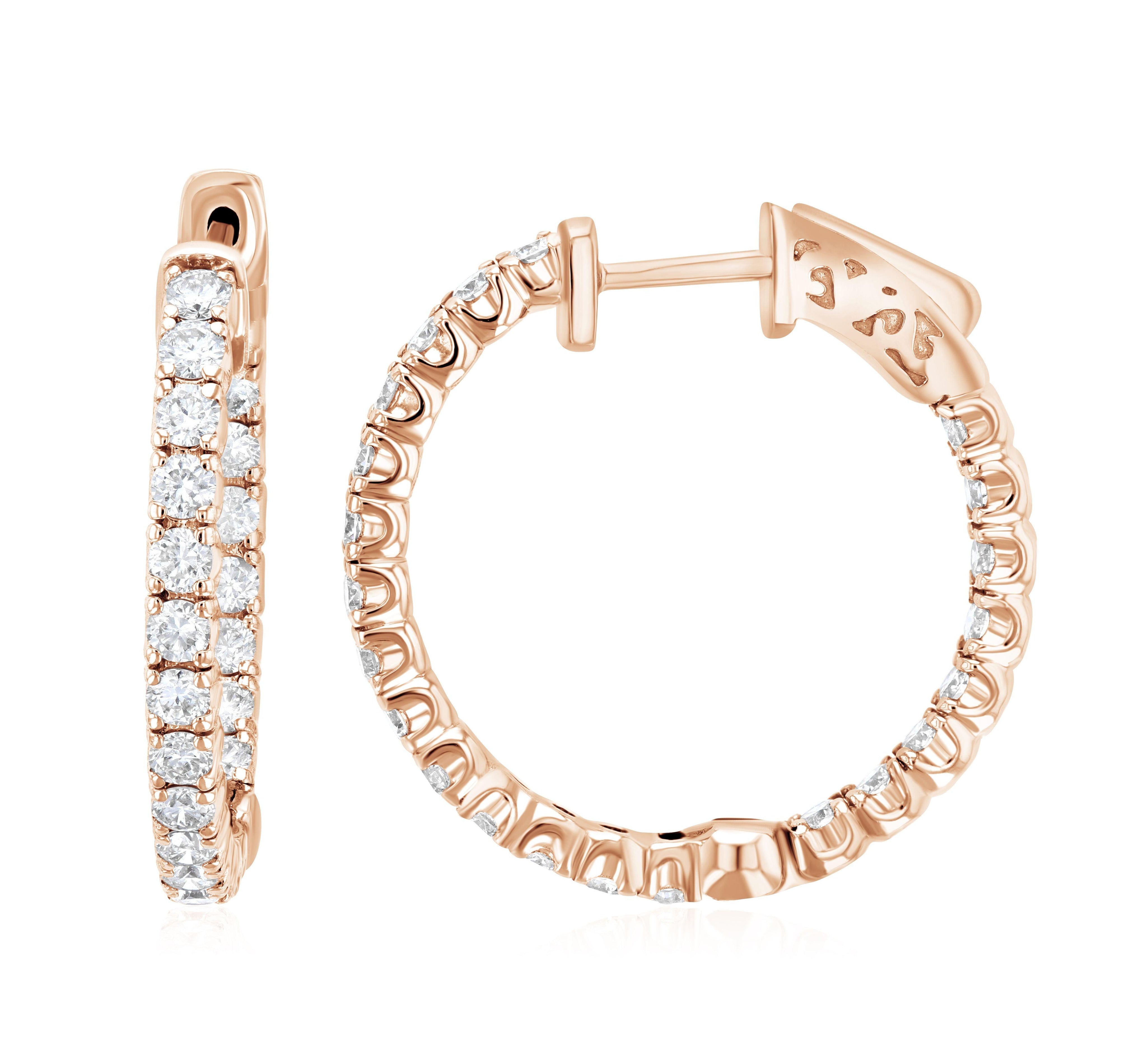 Pavé Diamond Hoop Earrings in 14k Rose Gold - Iris + Mill