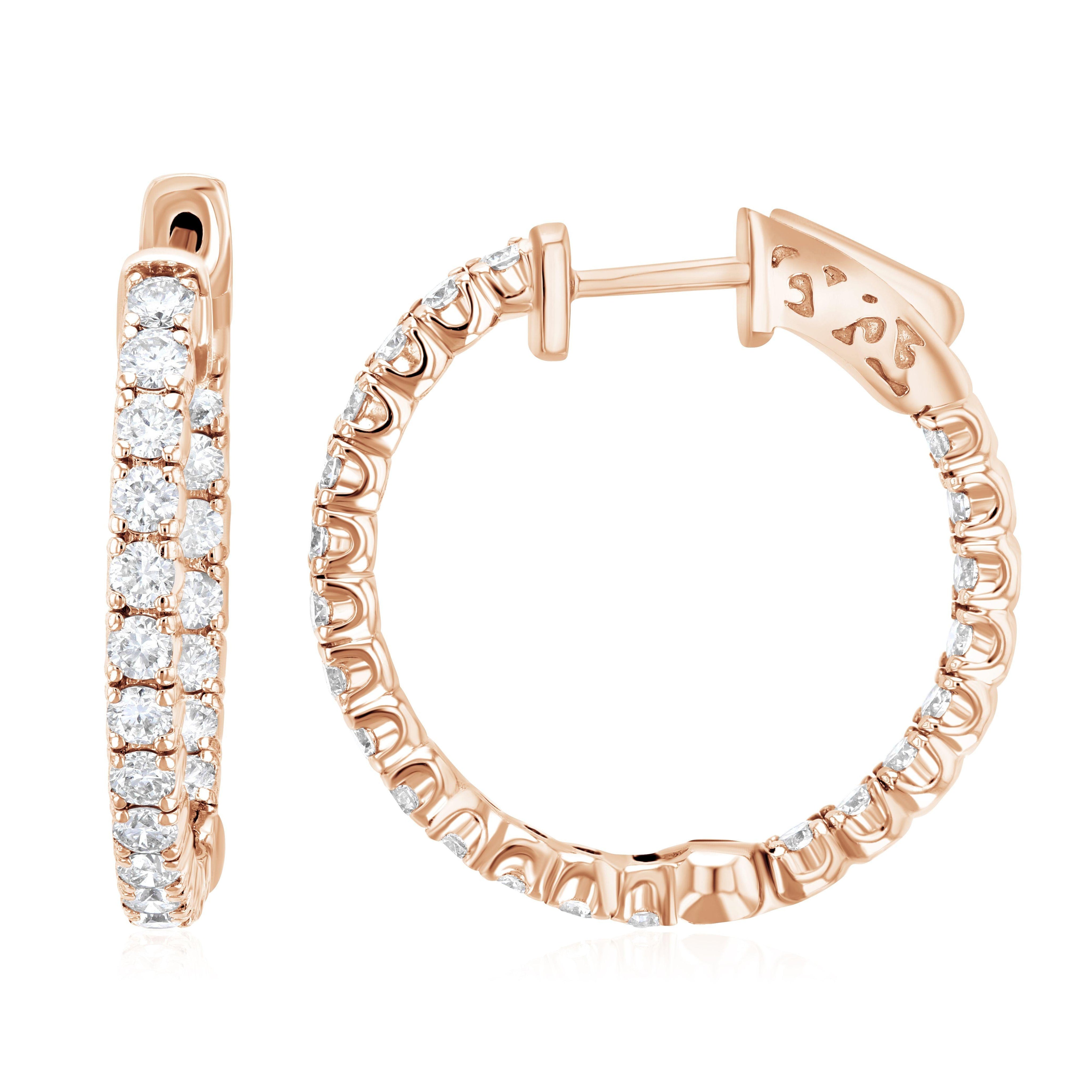 Pavé Diamond Hoop Earrings in 14k Rose Gold - Iris + Mill