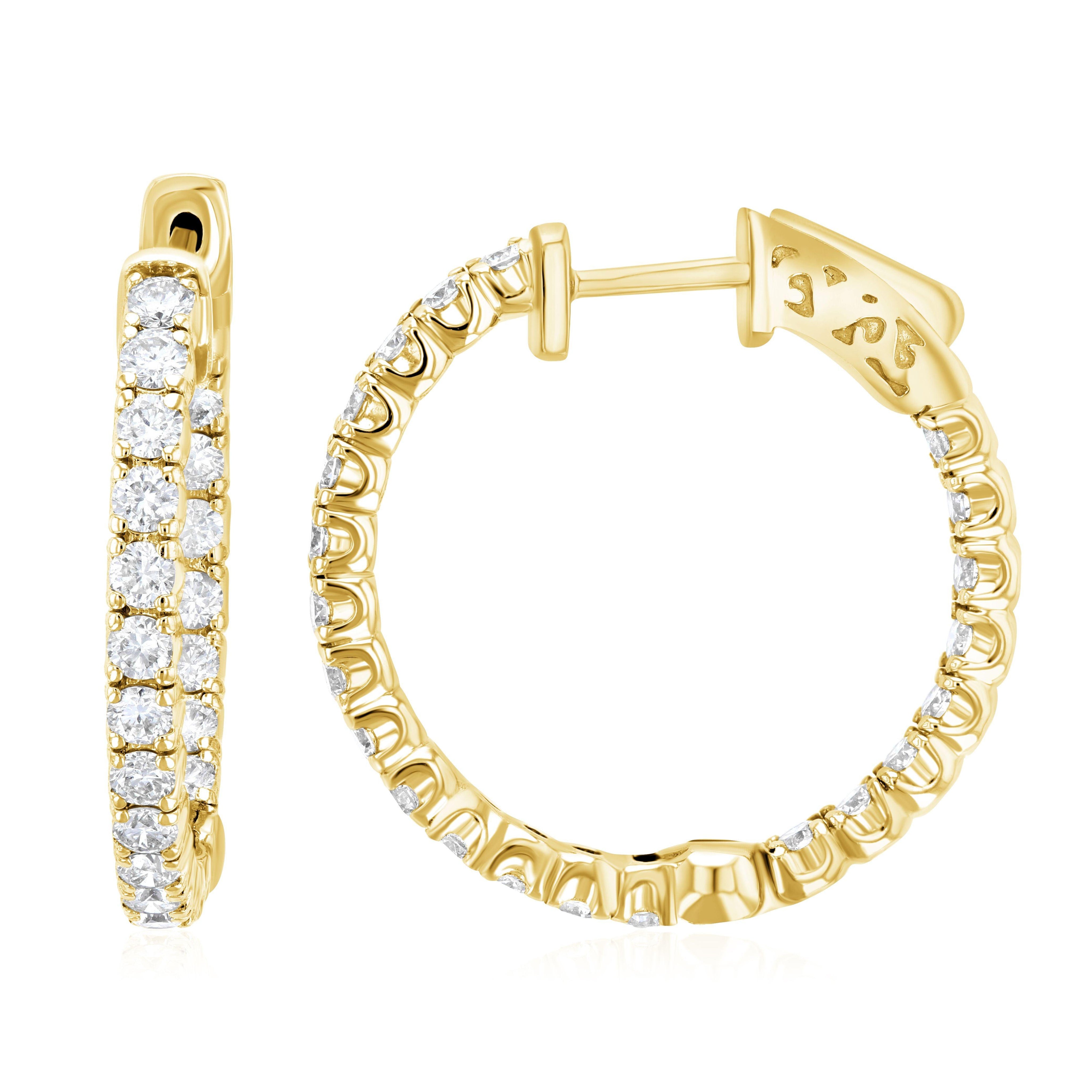 Pavé Diamond Hoop Earrings in 14k Yellow Gold - Iris + Mill