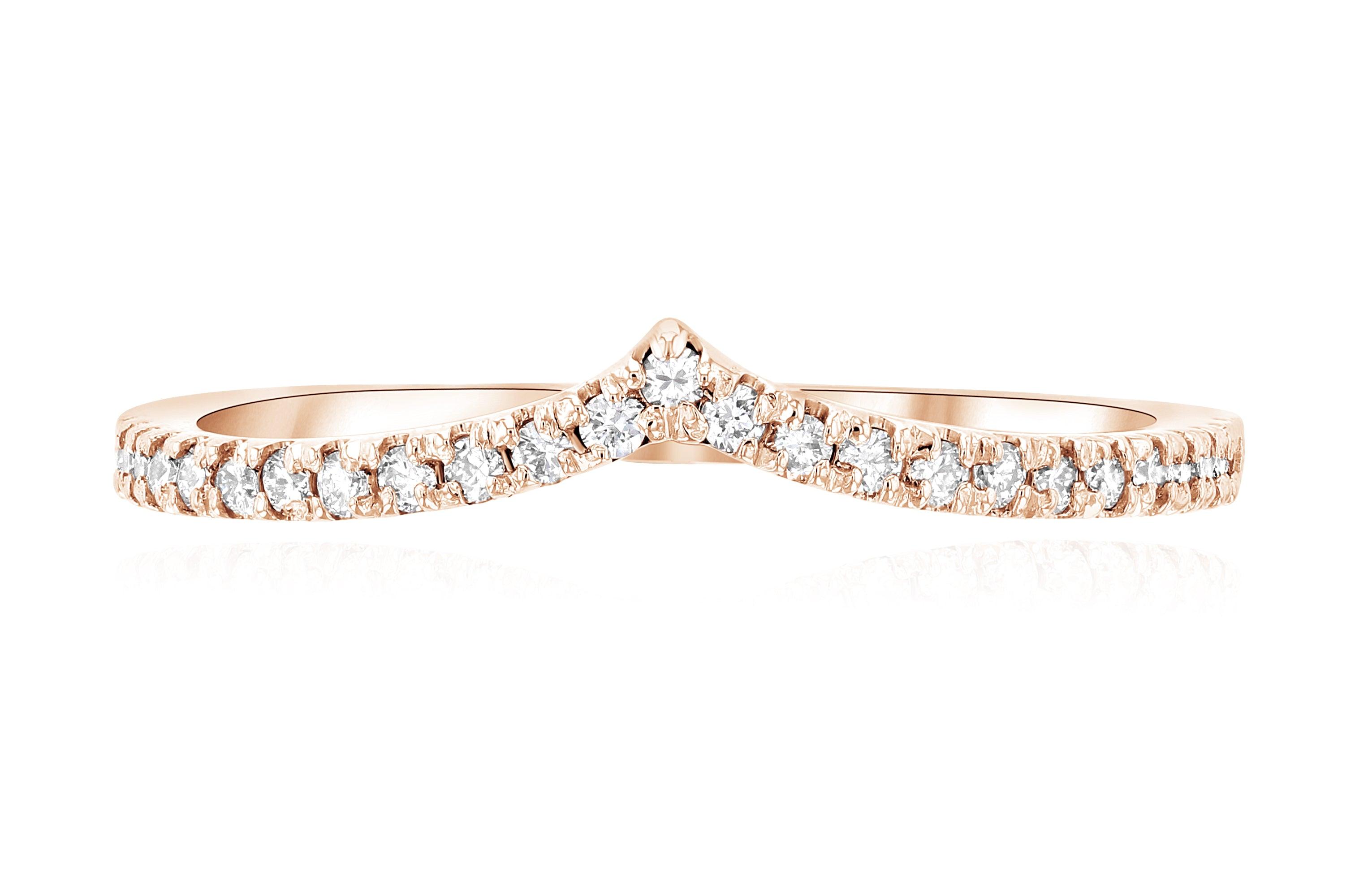 Petite Diamond Chevron Ring in 14k Rose Gold (0.18 ct. tw.) - Iris + Mill